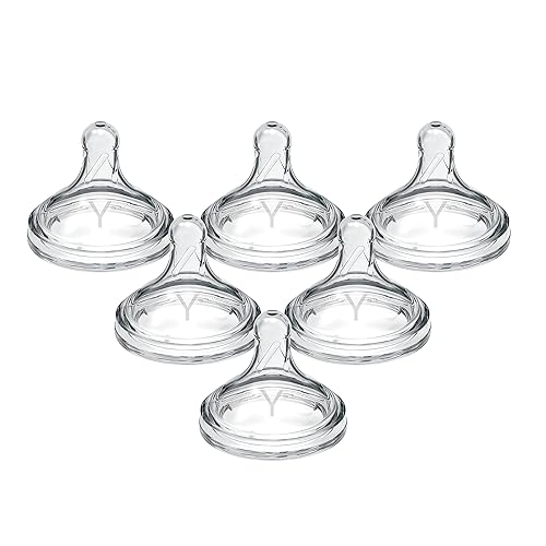 Dr Browns Natural Flow Y-Cut Wide-Neck Baby Bottle Silicone Nipple Ideal for Thicker Liquids 9m 100 Silicone Bottle Nipple 6 Pack