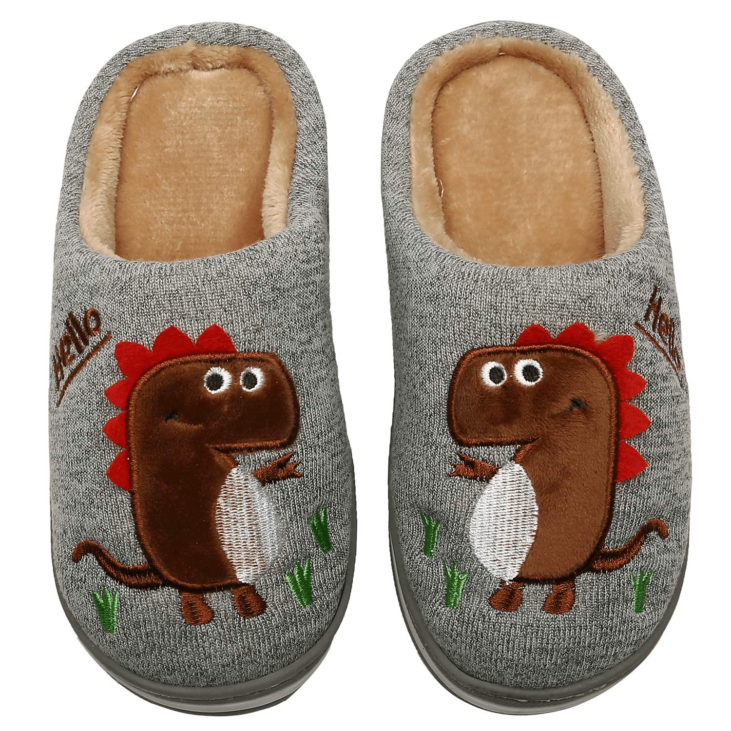 INMINPIN Inverno Pantofole da Casa Bambini Caldo Peluche Pantofola da Invernali Carino Dinosauro Comode Ciabatte Interne di Cotone per Ragazze Ragazzi