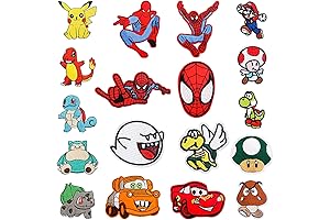 Cool EmbroideredPatches for Kids, 18 Packs Cool Anime Iron On Patches