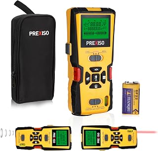 PREXISO 5-in-1 Stud Finder with Laser Level Marking & Ultrasound Distance Measure - Area, Volume, Addition | Wood, AC Wire Detector - Wall Scanner Beam Finders for Metal Studs Magnet Joist Pipe