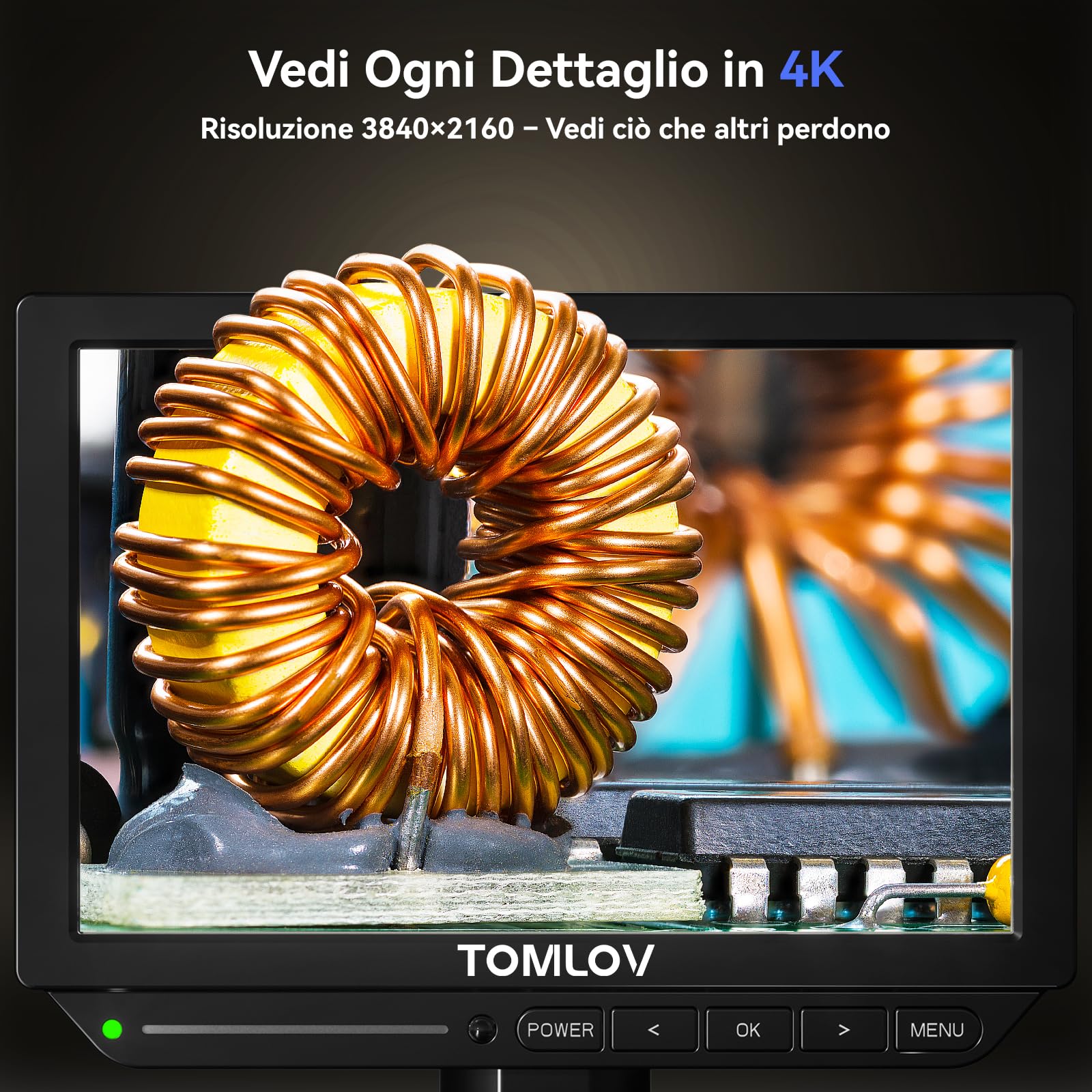 TOMLOV TM4K-AF Flex Microscopio Digitale Autofocus 4K HDMI, Schermo da 8" IPS, 52MP Ingrandimento 2000X per Monete, con Braccio Flessibile, Tappetino per Saldatura, Luci Laterali, PC/TV, 64GB