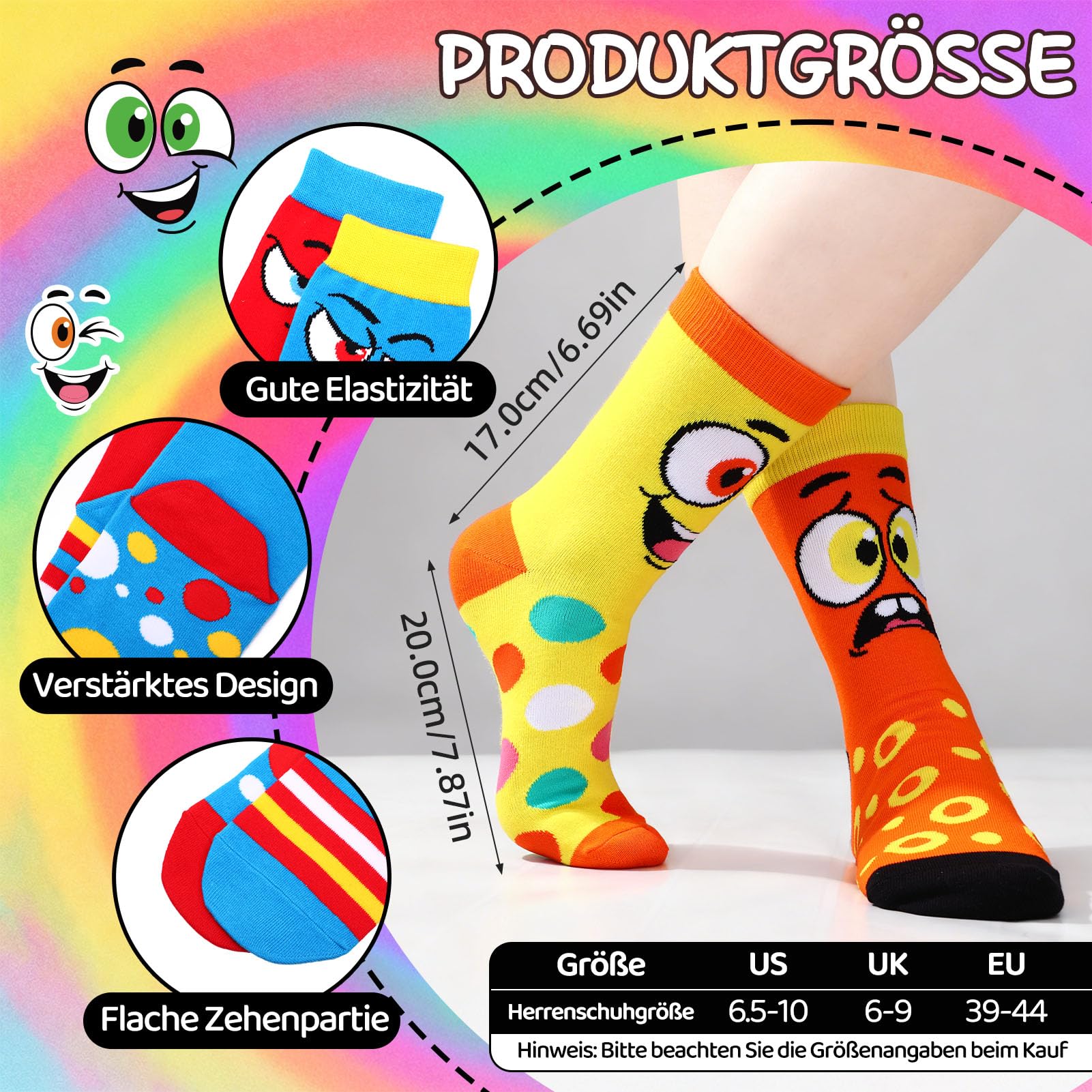 Calcetines divertidos de algodón 5 pares multicolor cómodos transpirables regalo Navidad