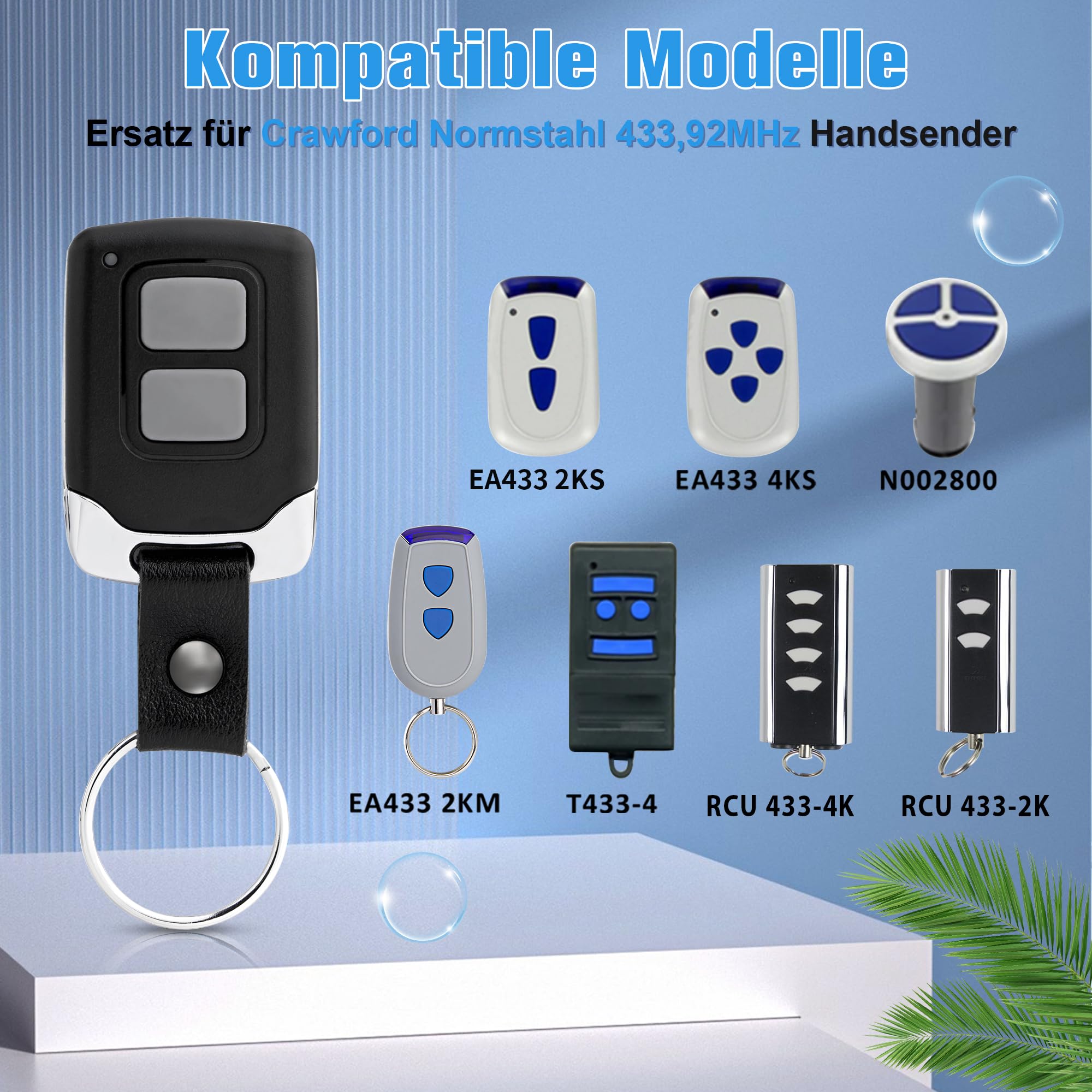 pepape 2 Stück Garagenfernbedienung für Normstahl Crawford EA433 2KS, EA433 2KM, RCU 433-2K, RCU 433-4K, N002800, Kompatibel mit Normstahl Entrematic 433,92 Garagentoröffner Empfänger