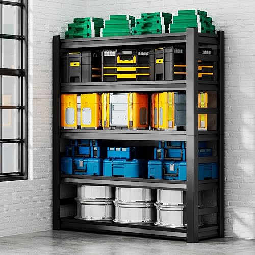 BEESTMUEBLE Estantes de almacenamiento de garaje, estantería de metal resistente de 5 niveles, sistema organizador de estantes medianos, estante de