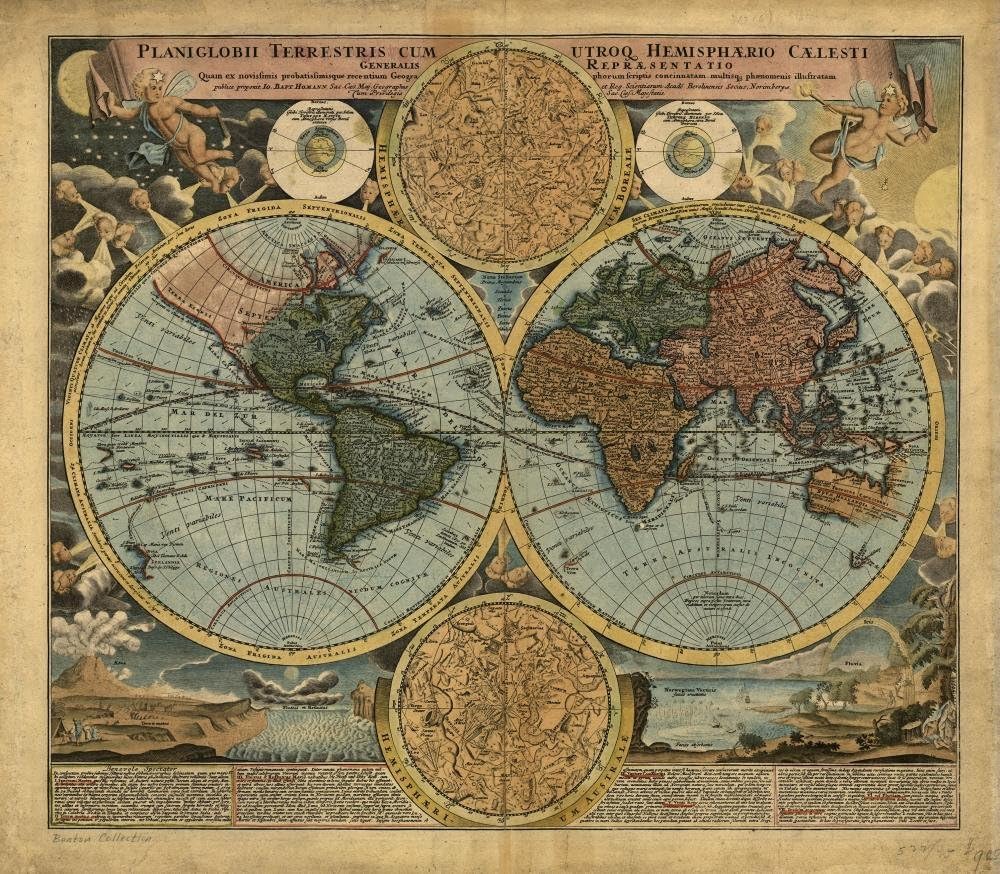 Wallmonkeys Old Map Wall Decal Peel and Stick Graphic WM275823 (24 in W x 21 in H)