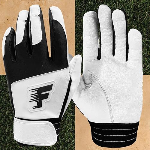 FINGER TEN Guantes de bateo para hombres, jóvenes y adultos, para béisbol, sóftbol, cabretta, guantes de bateo de cuero, 1 par, para hombres y niñas