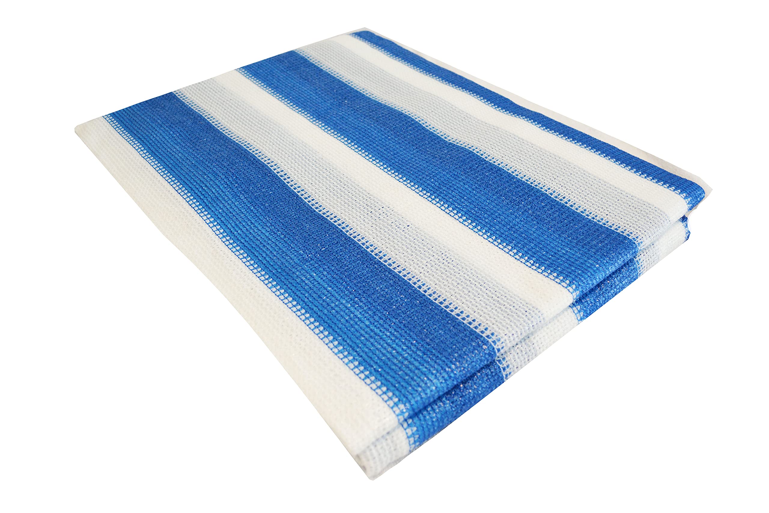 Blue and White Stripe Outdoor Shade Net Shade Panel Koi Pond Screen Mesh Tarp (Multi-Purpose Tarps) (14'x20')