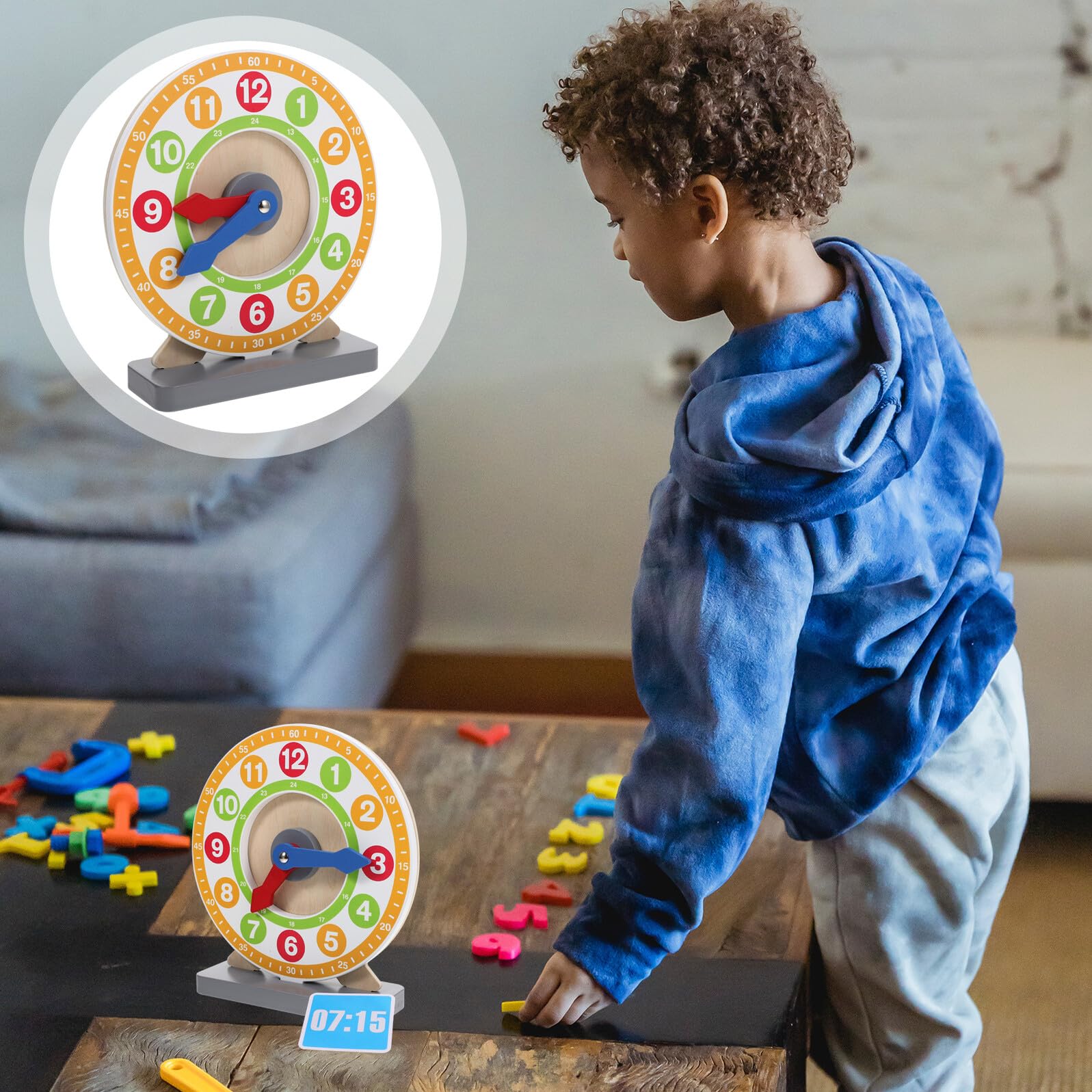ERINGOGO Reloj Didáctico para Niños Pequeños de Madera Decoracion Colegio
