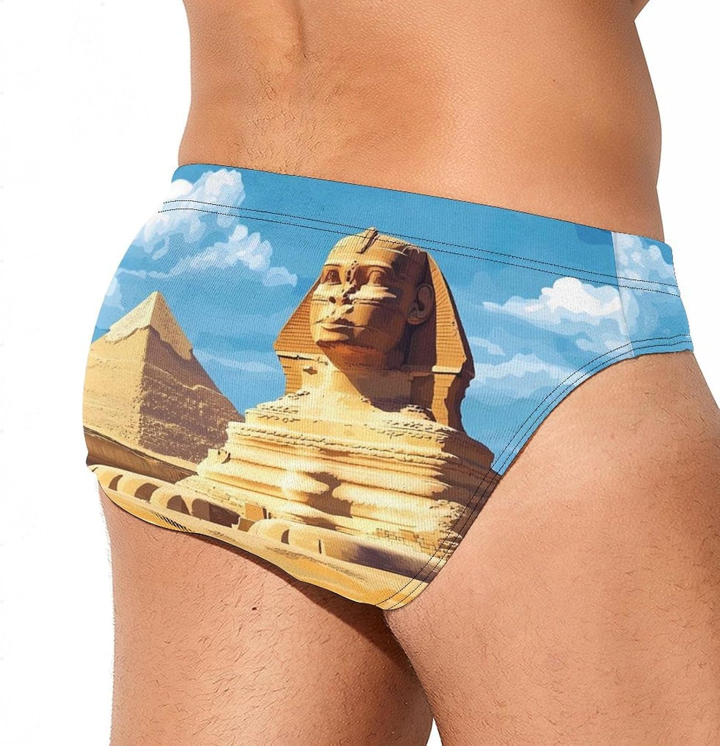 Egyptian Pyramids Men's Swimsuit Brief Sexy Bikini Briefs Retro Printed Swimwear Quick Dry Swimming Trunks 3X-Large