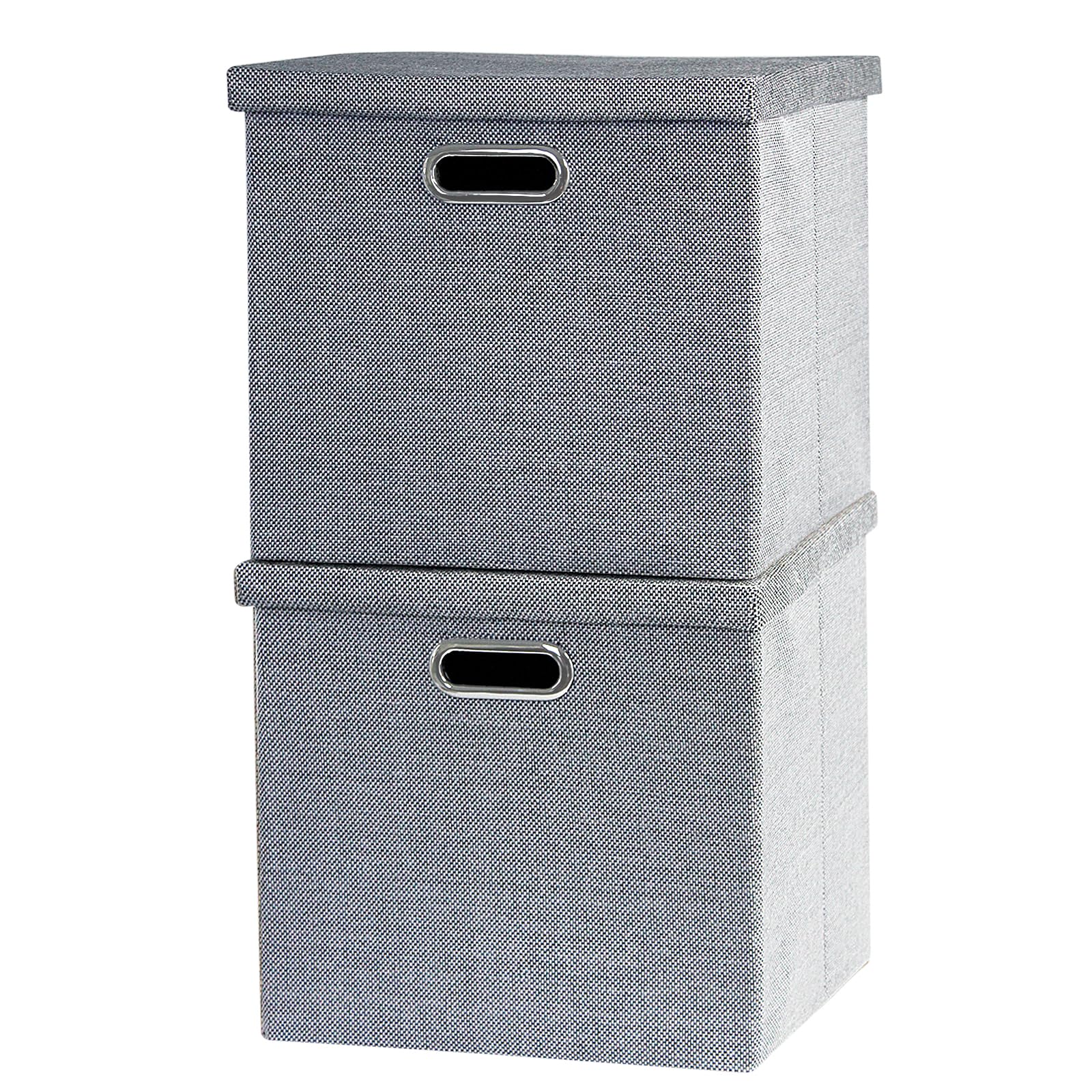 EITMOW Storage Bins with Lids,13 x 13 Inch Foldable Fabric Cube Baskets Boxes Organizer for Closet, Shelves, and Home. (Gray, (13x13) 2 pack)