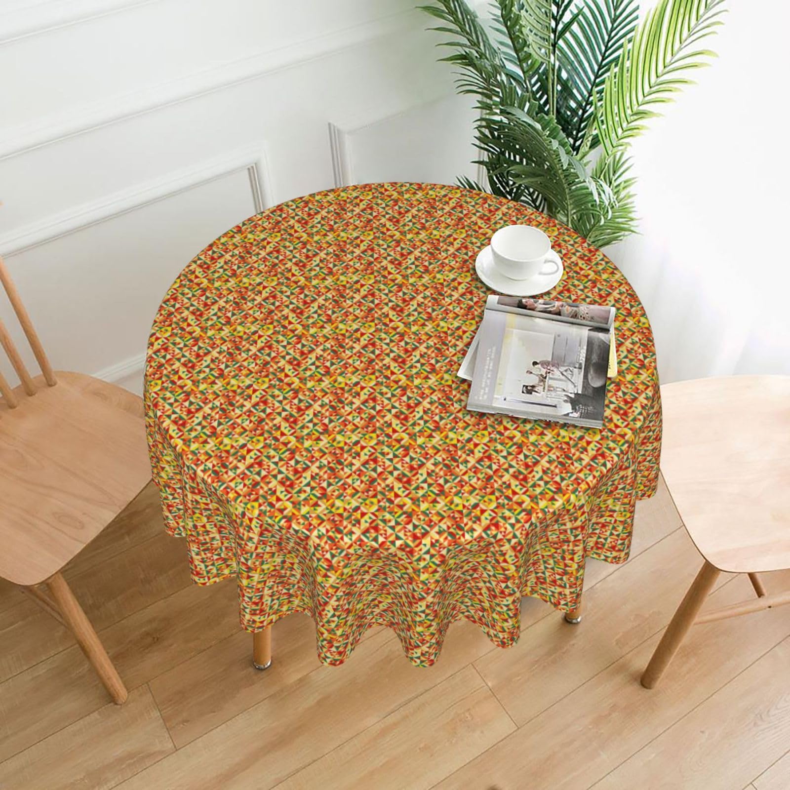 Nbtghga Geometric. Print Tablecloth Round Border Table Cloth Cover Decorative For Party Holiday Dinning Tabletop Home