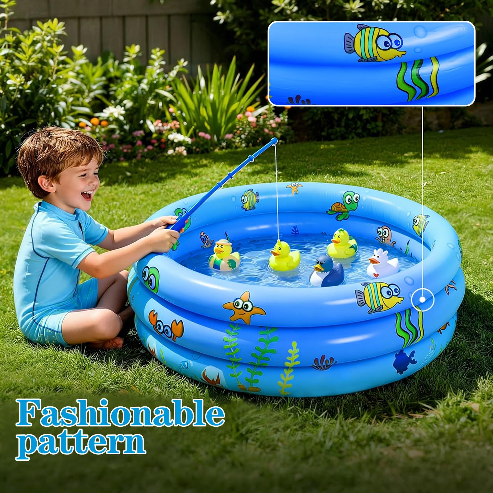Planschbecken Ø100cm,Aufblasbarer Pool,Aufblasbares Planschbecken,Schwimmbad Kinder,Planschbecken für Kinder,Kinderplanschbecken,Aufblasbares Kinderpool für Zuhause,Outdoor,Garten,Strand,Balkon (Blau)