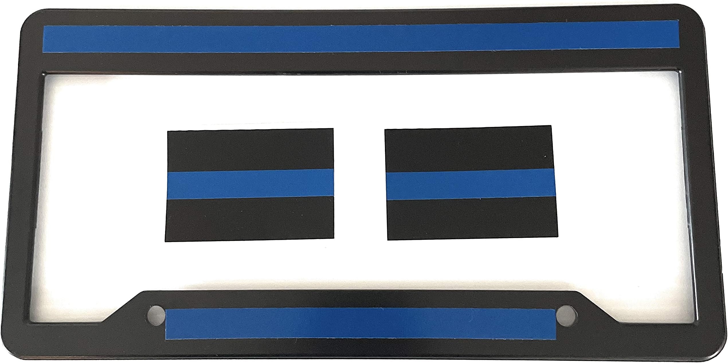 Thin Blue Line Reflective License Plate Frame With 2 Free Decals