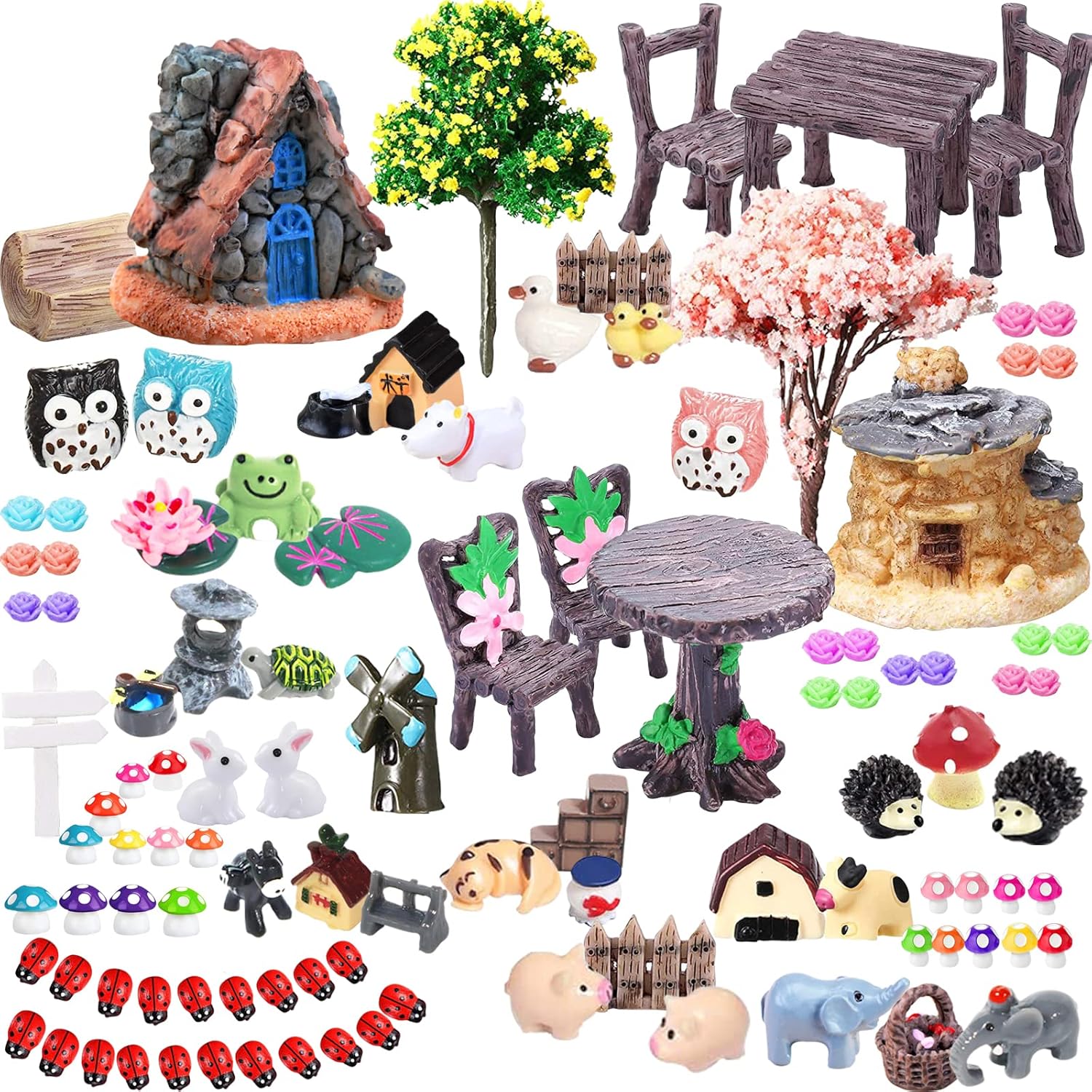 CHAKANLX 108 Pieces Miniatures Fairy Garden Accessories