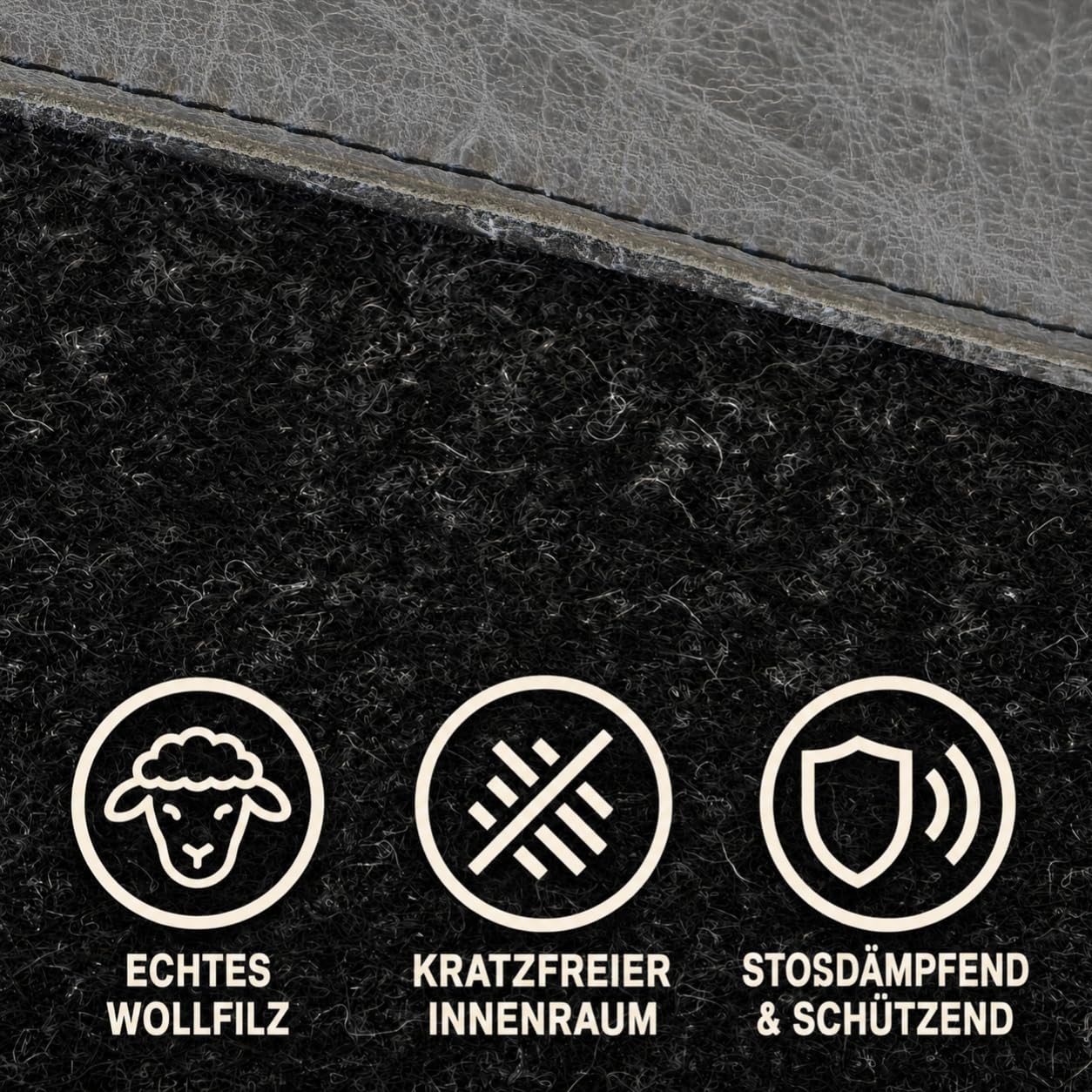 Centaur Custodia per laptop di alta qualità in vera pelle italiana e 100% feltro di lana, realizzata in Germania, elegante custodia con scomparto extra, custodia protettiva per notebook da 14", grigio