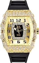 Techno Pave Men's 41mm Iced Out Tonneau Shape Watch, Numeral Dial