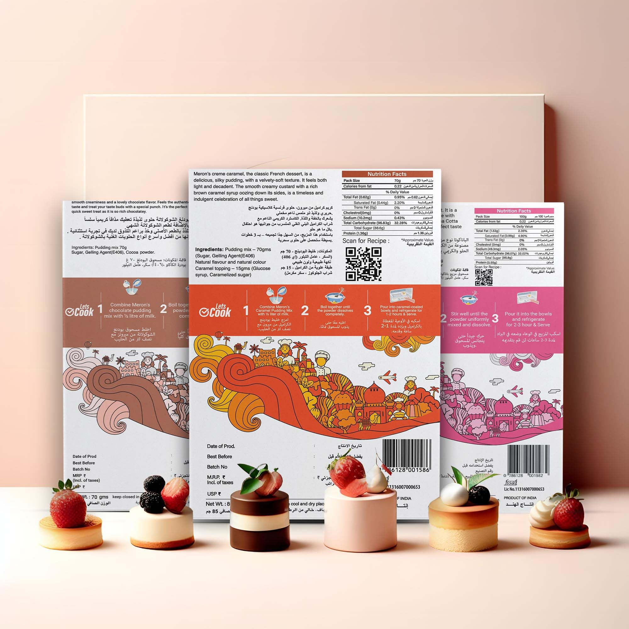 Meron’s Instant Dessert Mix Combos | Strawberry Panna Cotta | Caramel Pudding| Chocolate Pudding | Natural Flavour & Colour | Preservative-Free | Vegan - Image 2 thumbnail