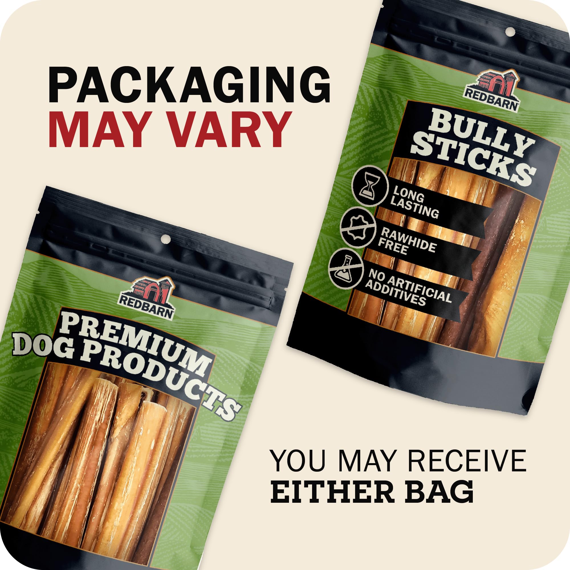 Redbarn Pet Products All-Natural Geflochtene Bully Sticks für Hunde, 30,5 cm, Premium, langsam geröstet, langlebig, aus 100% Rindfleisch, einzelne Zutat, geruchsarm, 5 Stück, Verpackung kann