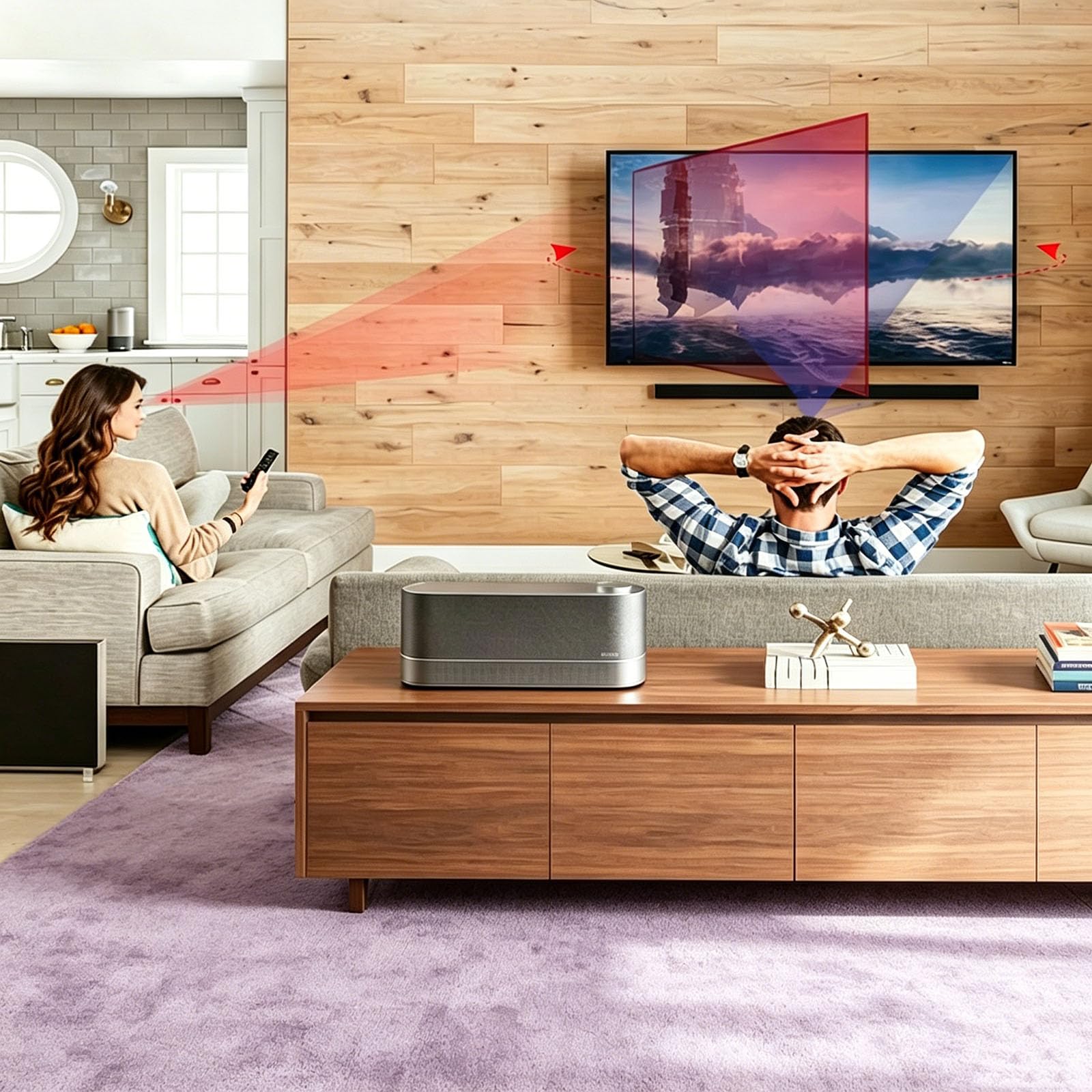 Soporte Pared TV motorizado Extensible para Pantallas LCD 65–86 Pulgadas | Soporte motorizado con control remoto, giro de 70–90° y ligera inclinación, VESA máxima 750x600 para hogar y oficina