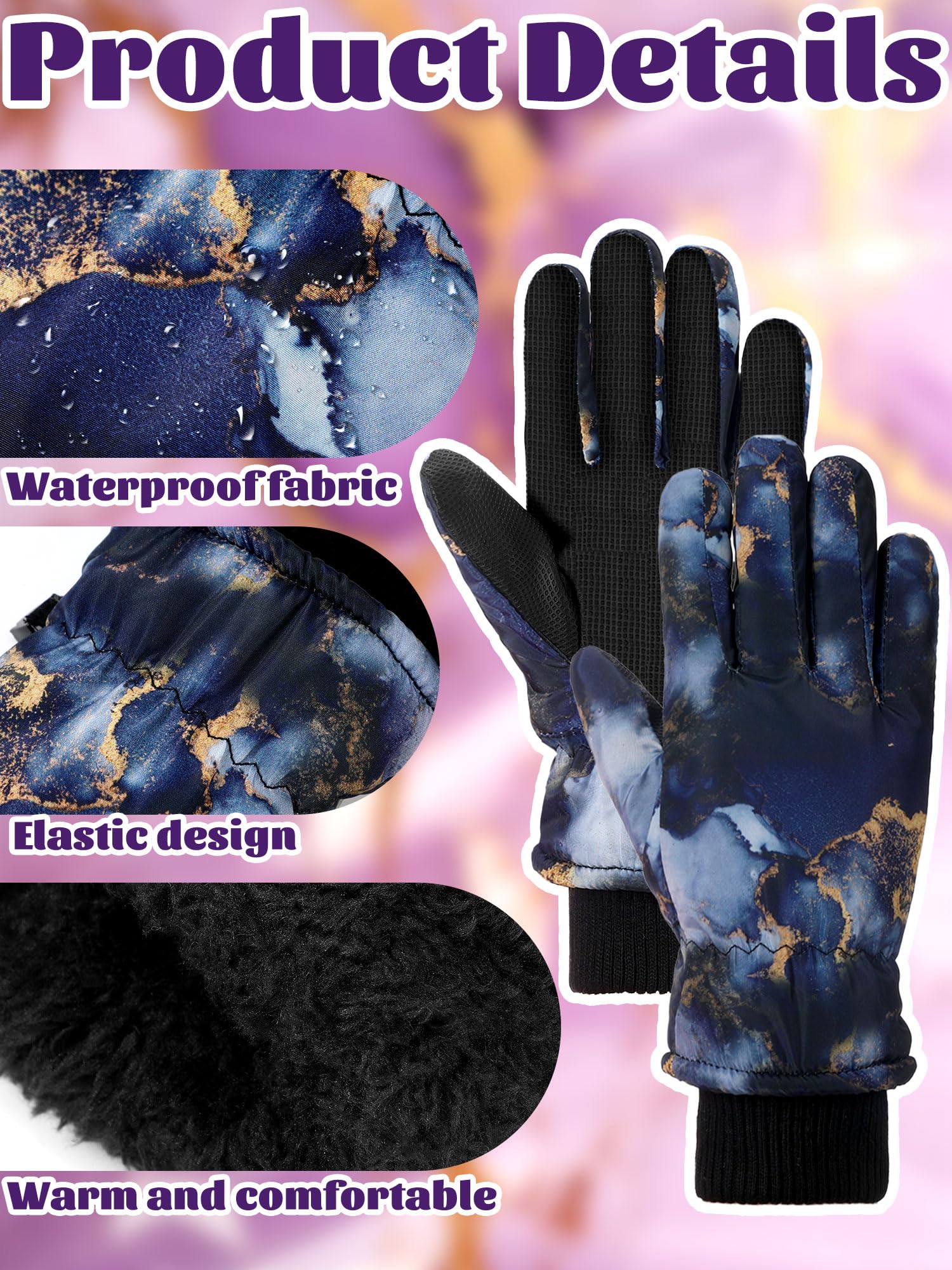 Bencailor 6 Paar Kinder Winter Handschuhe wasserdichte Ski Winddichte Warme Schnee Handschuhe für Kinder Jungen Mädchen (Bunt, 10-15 Jahre)