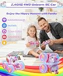 Remote Control Car Unicorn Trucks with Lights and Music,360°Rotating 4WD Stunt RC Cars Toys for Girls, 2.4 GHz, Rechargeable, All Terrain Car Toys Gifts for Girls Age 3-12 (with Storage Bag)
