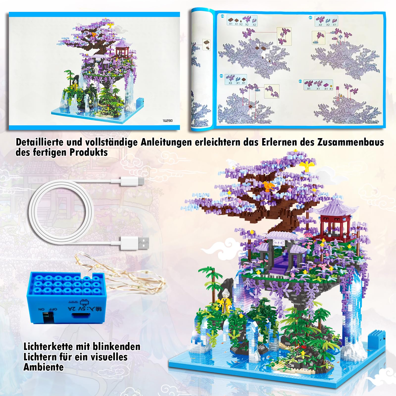 Set Di Micro Blocchi Di Costruzione Per Casa Sull'albero Con Fiori Di Ciliegio Rosa Fai Da Te, Albero Bonsai Con Fiori Di Ciliegio, Modello Giocattolo Puzzle Educativo 3d, Regalo Di San Valentino
