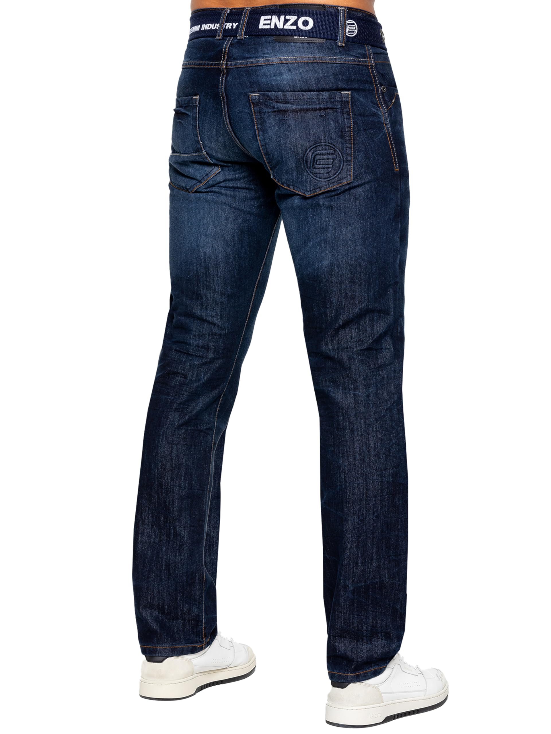989Zé ENZO Regular Fit Pant Jeans Pantalones Vaqueros con Cinturon para Hombre
