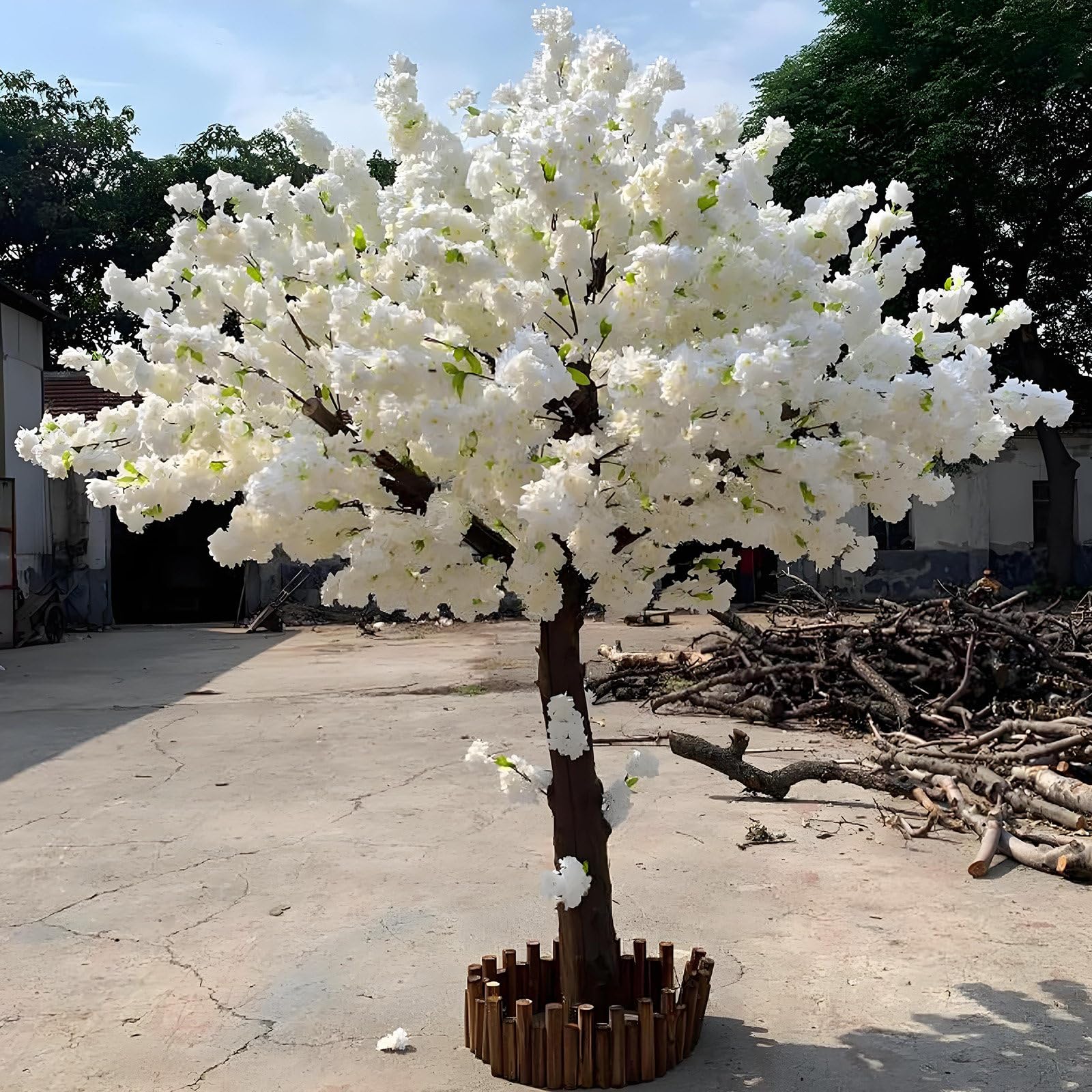 Artificial Cherry Blossom Trees Pink, Handmade Pink Fake Cherry Blossom Tree, Stunning Lifelike Handmade Light Pink Tree, Perfect for Home Office Party Wedding Birthday Christmas White-1.5m*1.5m