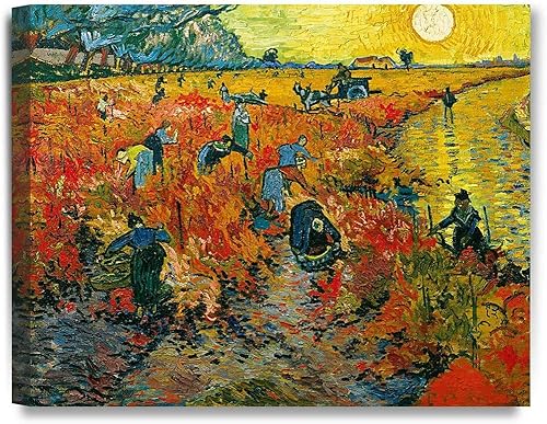 ZENDA Van Gogh - Arte de pared con diseño de vid roja, pinturas enmarcadas de noche estrellada, arte en lienzo para decoración del hogar, enmarcado,