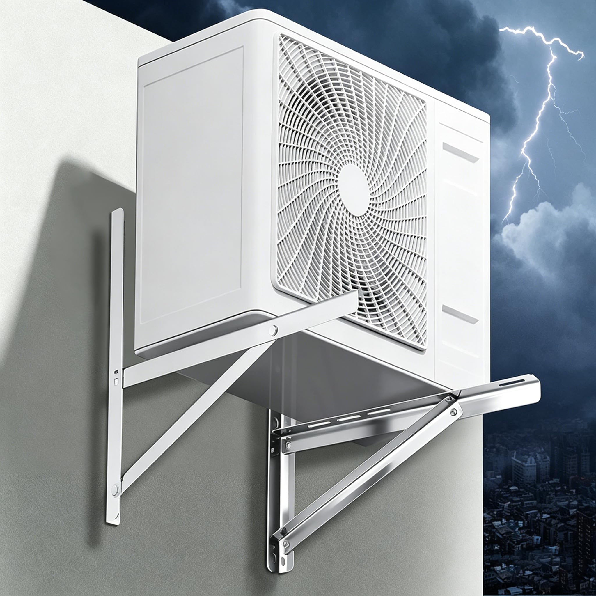 Support mural pour climatiseur extérieur jusqu'à 450 kg - Kit de console murale pour climatiseur split ou pompe à chaleur - Très robuste, stable et résistant à la corrosion
