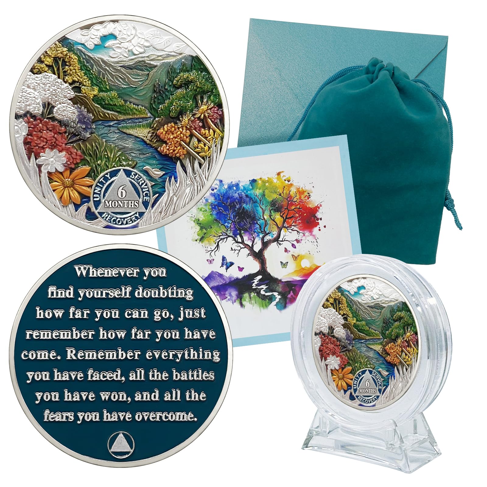 CHURYUML Moneda de sobriedad de 6 meses, chip de sobriedad de 180 días, monedas AA de seis meses, medallones de recuperación, regalos de sobriedad para hombres, mujeres, alcohólicos, regalo anónimo