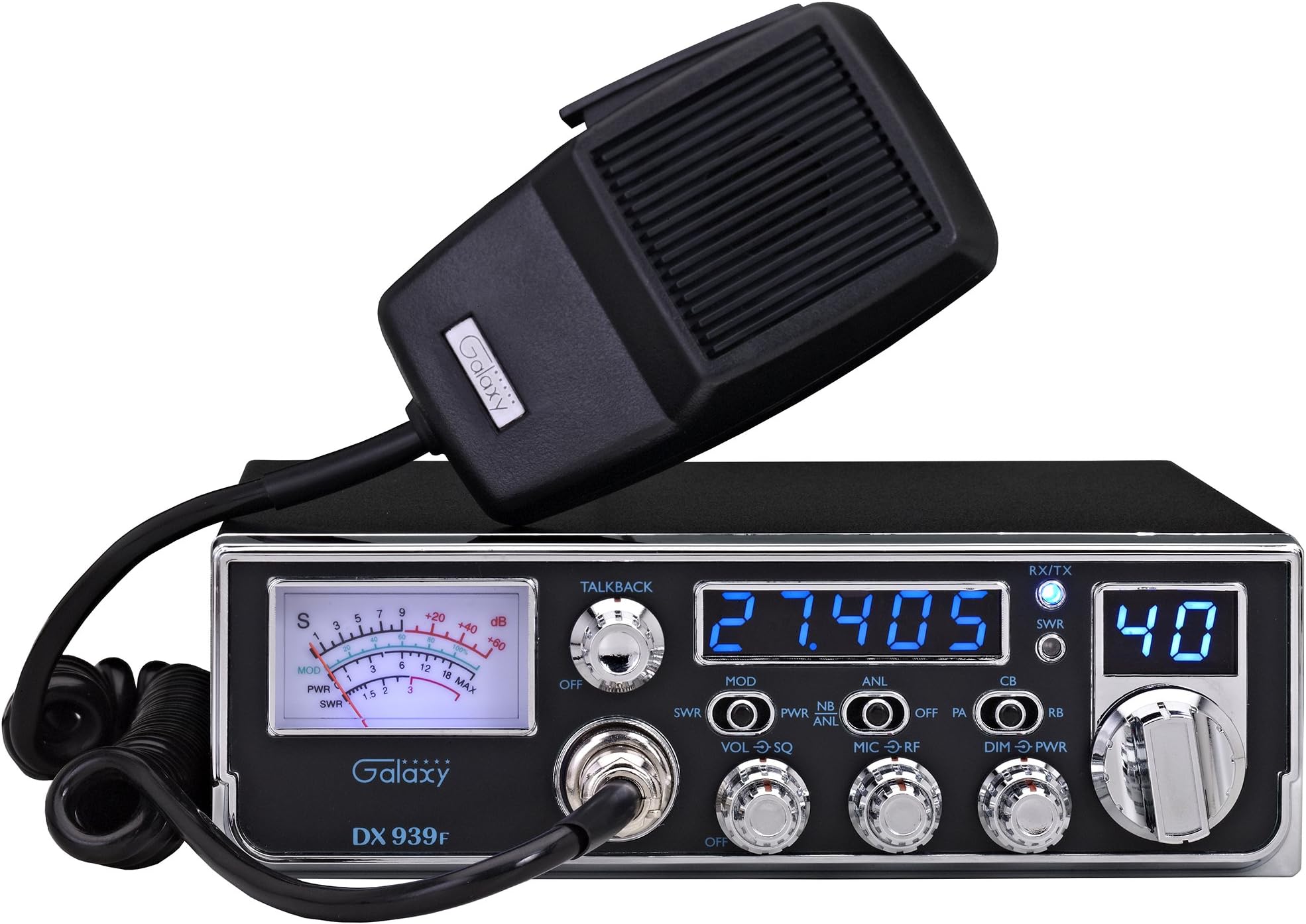 Galaxy DX-939F Mobile AM CB Radio with Frequency Counter & Backlit Faceplate in a Mid Size Chassis - 7.25" Wide