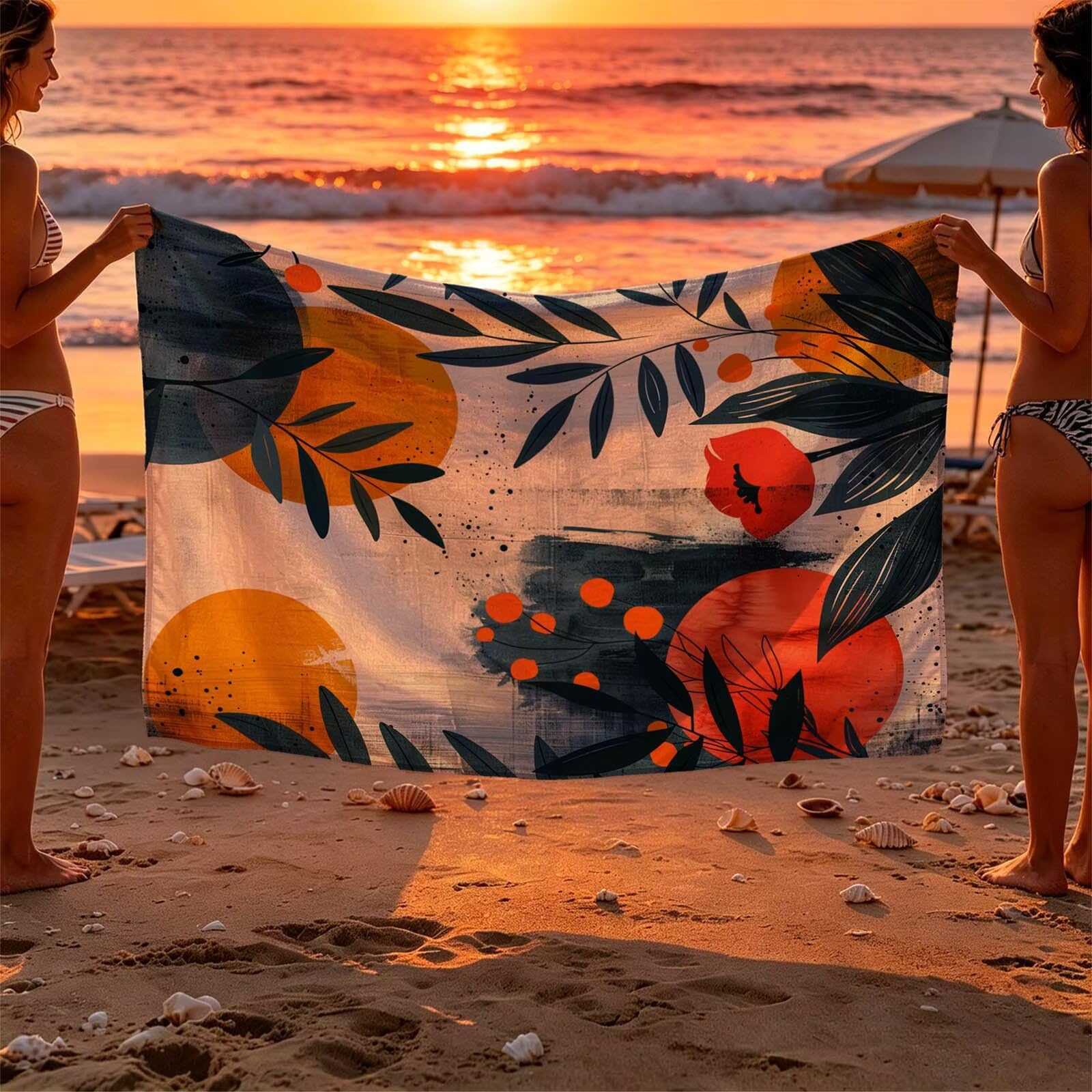 Toalla Playa Grande 160 x 220 Vacaciones Accesorios Viaje, Toalla Playa Redondo Suave Cómodo Secado Rápido, Flor Toallas Baño Grandes 220x160cm para Yoga Fitness Natación Sauna Baño Regalo XTLS-4564