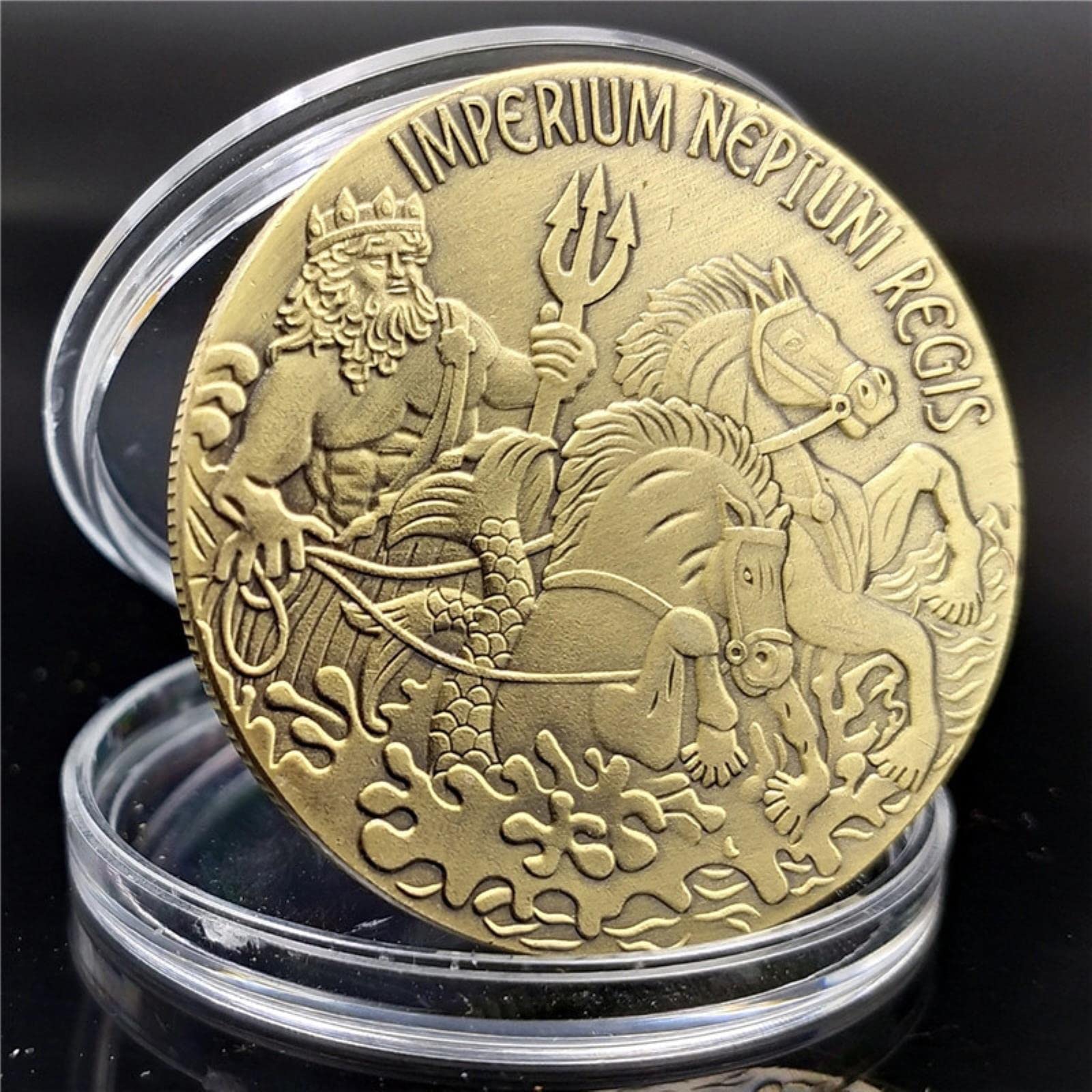 Lpok Default 2Pcs Poseidon, The Sea King Collectible Souvenir Gift Trusty Shellback Challenge Coin Copper Plated Commemorative Coin