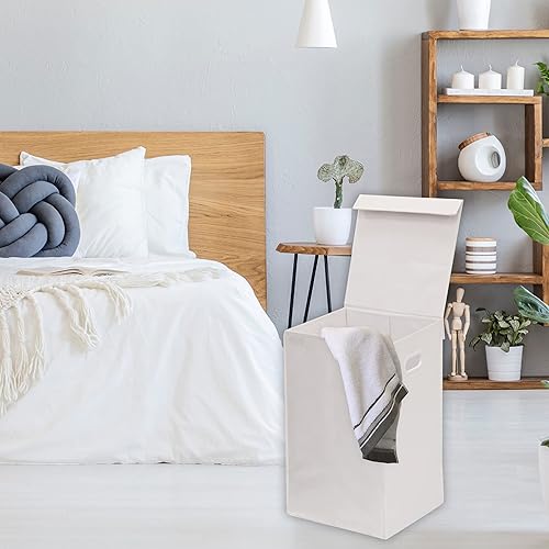 Miniatura 3 de Simple Houseware Cesta plegable para ropa sucia con tapa, color blanco