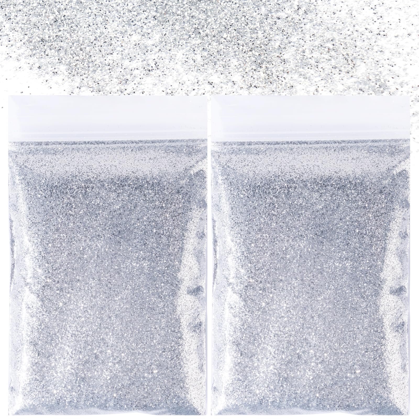 BETESSIN 100g Pupurina Plateada, Purpurina DIY, Glitter para Manualidad, Brillantina para Navidad Cuerpo Cara Uñas Pinturas Decoración