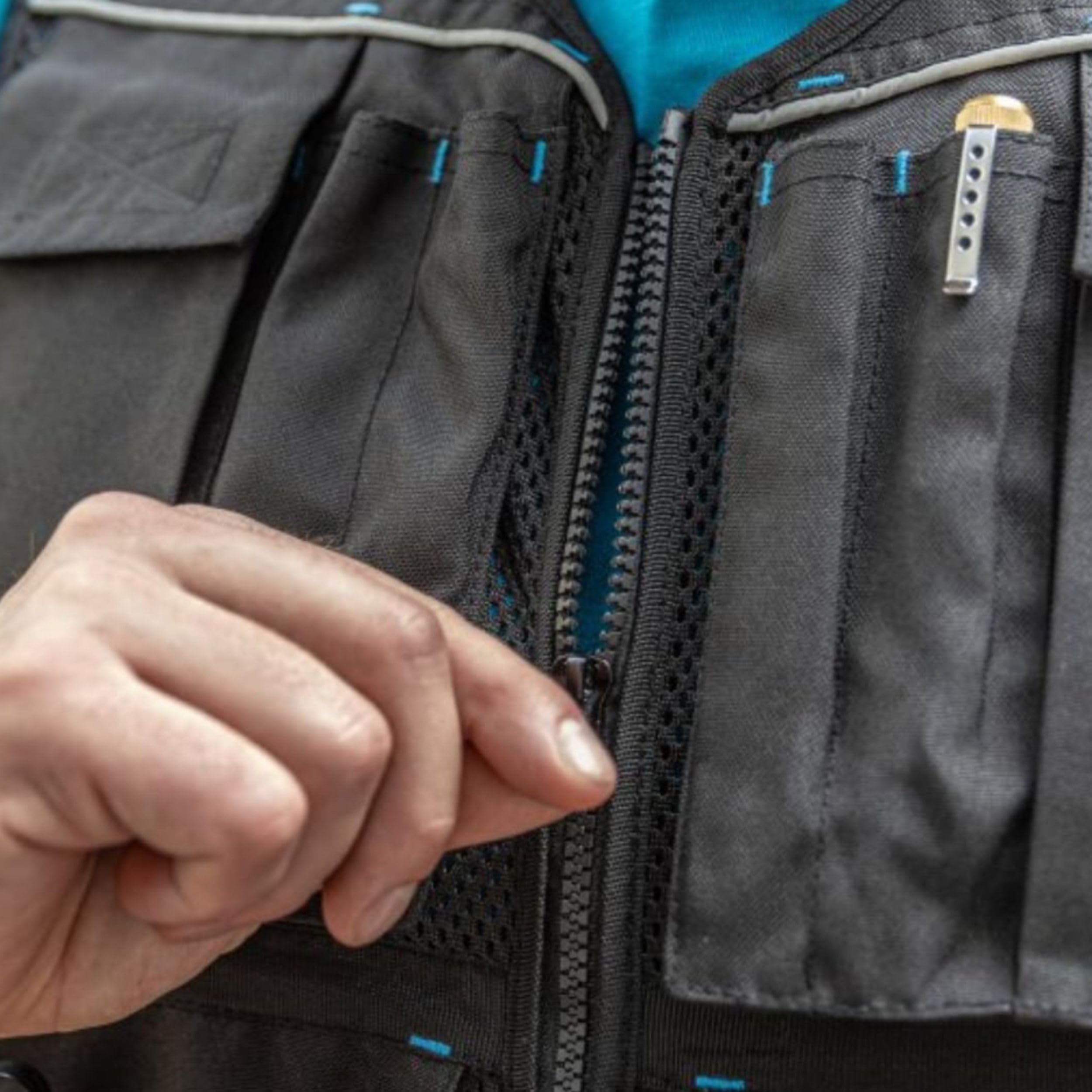 Högert Technik - Helwig - Chaleco de trabajo para hombre, color negro liso, tejido 100% poliéster Oxford 600D, chaleco de trabajo, chaleco de trabajo para hombre con muchos bolsillos, chaleco de