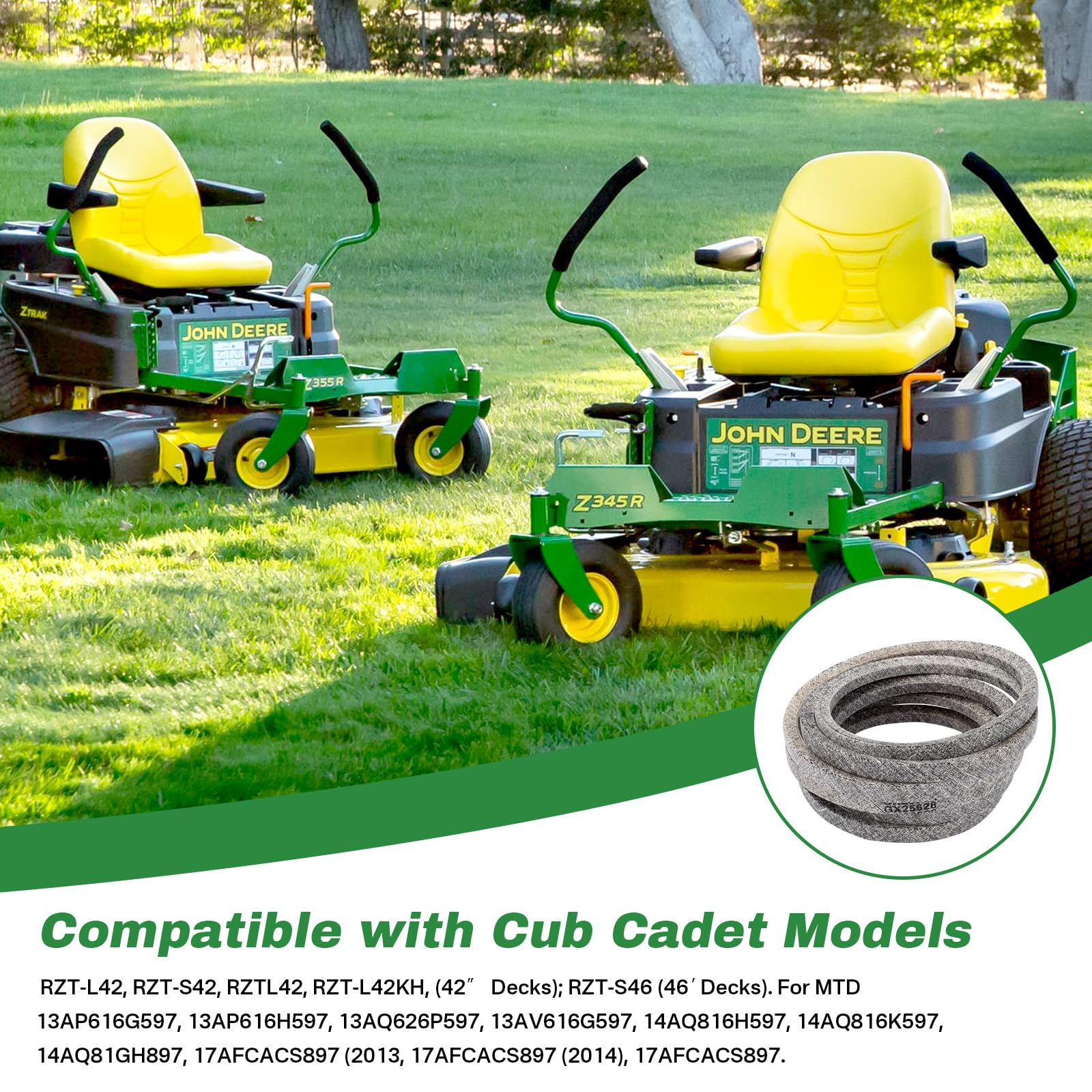 Earthtec - Correa Compatible Con John Deere GX25628 Z335E Z335M Z345M Z345R De 42 Pulgadas - Foto 12