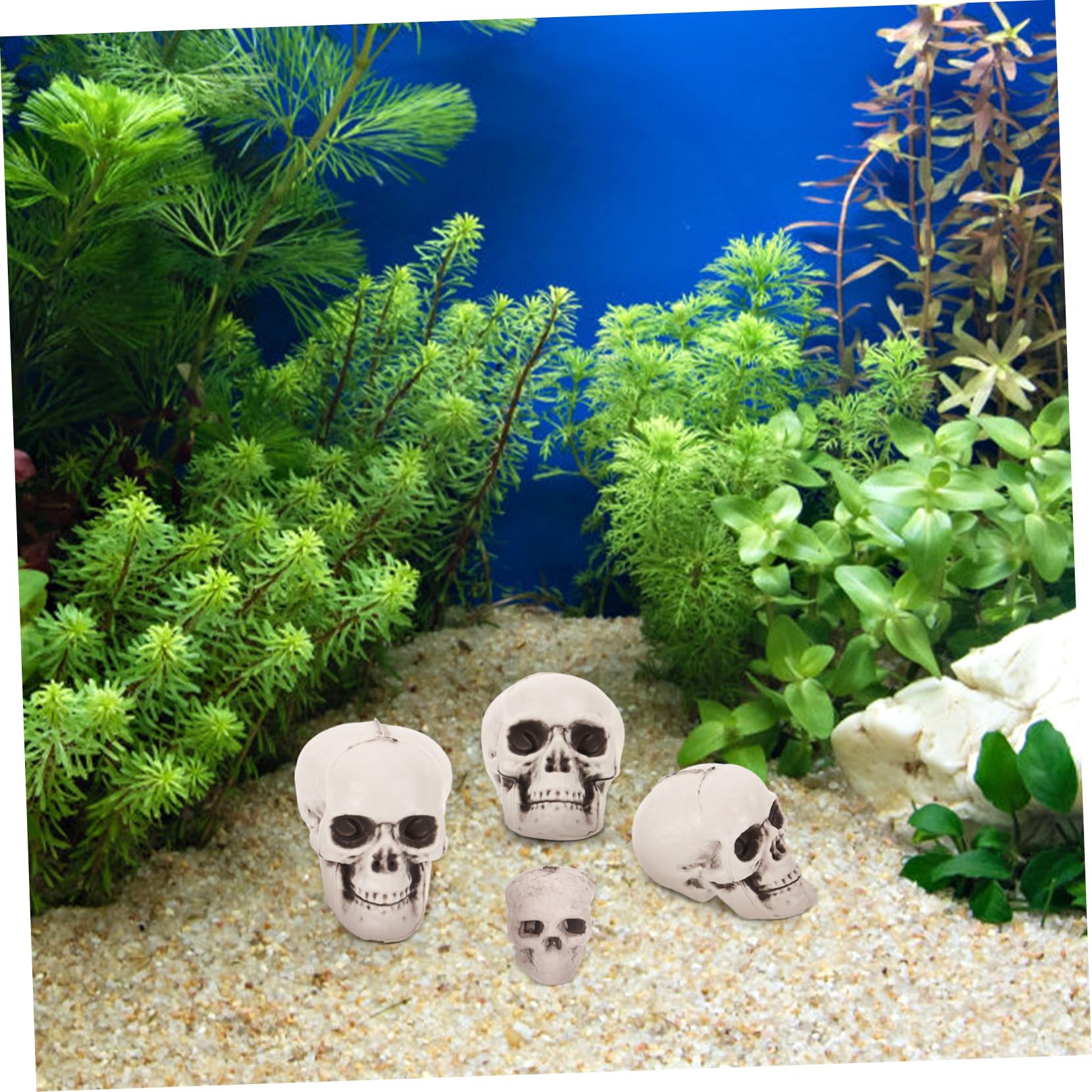 POPETPOP 4 Set Ornamento per Acquario con Teschio in Resina Acquatico Decorazione Nascondiglio di Gamberetti Teschio Grotta dei Pesci A Forma di Teschio Imbarcazioni da Acquario 13 Pezzi*4