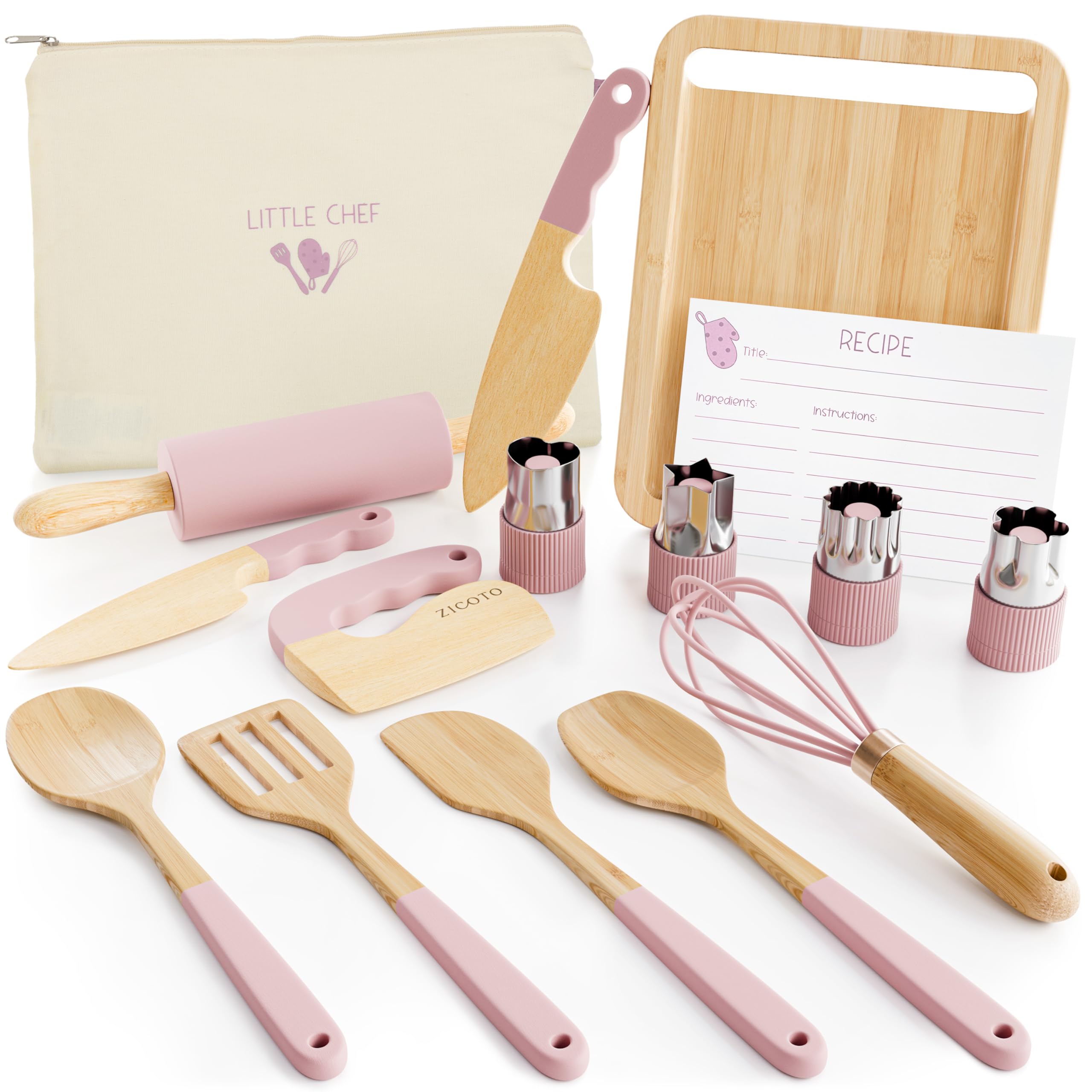 Amazon.com: Wooden Cooking & Baking Set for Kids - Safe & Real