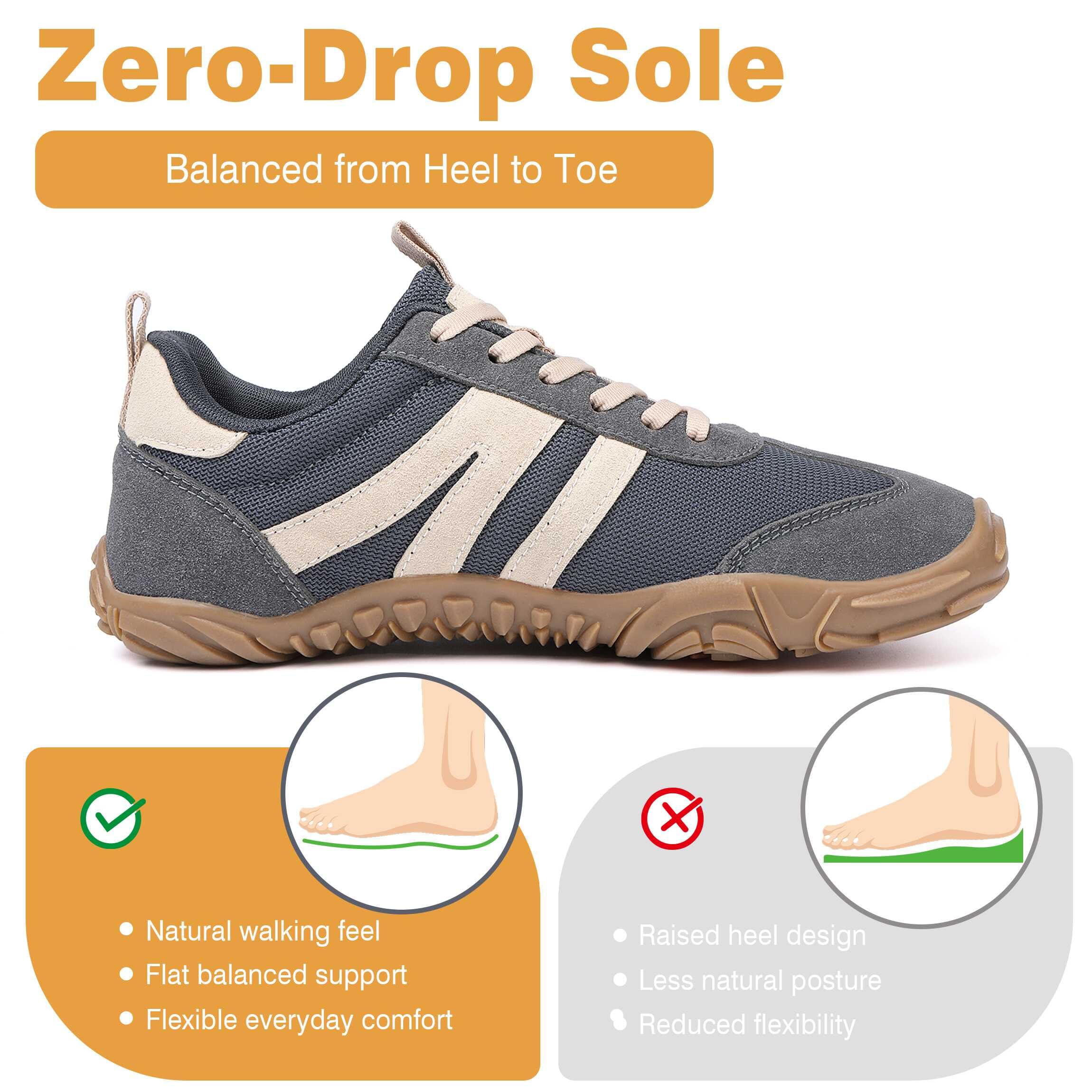 Scarpe Barefoot Ginnastica Minimaliste Uomo Donna Estive Comode Pianta Larga Running Trail Leggere Traspiranti Grigio 40 EU