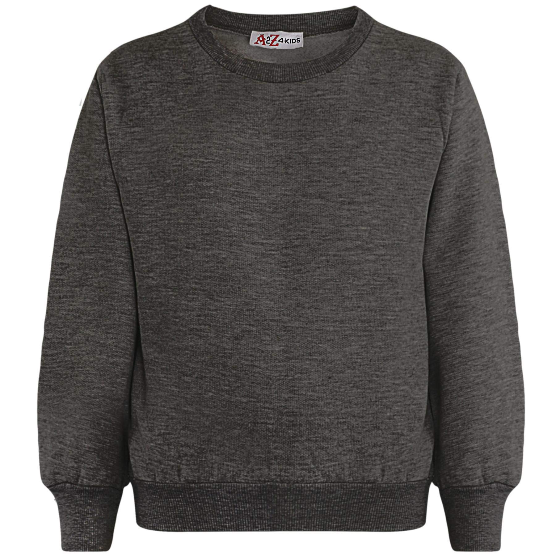 A2Z 4 Kids Chándal unisex de cuello redondo de forro polar para niñas y niños - T.S Plain Jumper 108 Charcoal 9-10