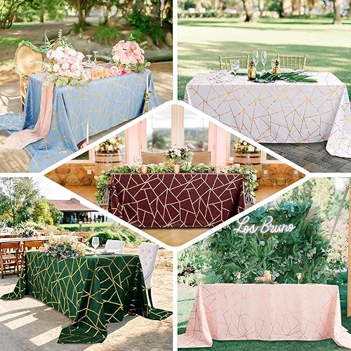 Miniatura 3 de Efavormart - Mantel rectangular de poliéster de 90 x 132 pulgadas, color verde esmeralda cazador con patrón geométrico dorado