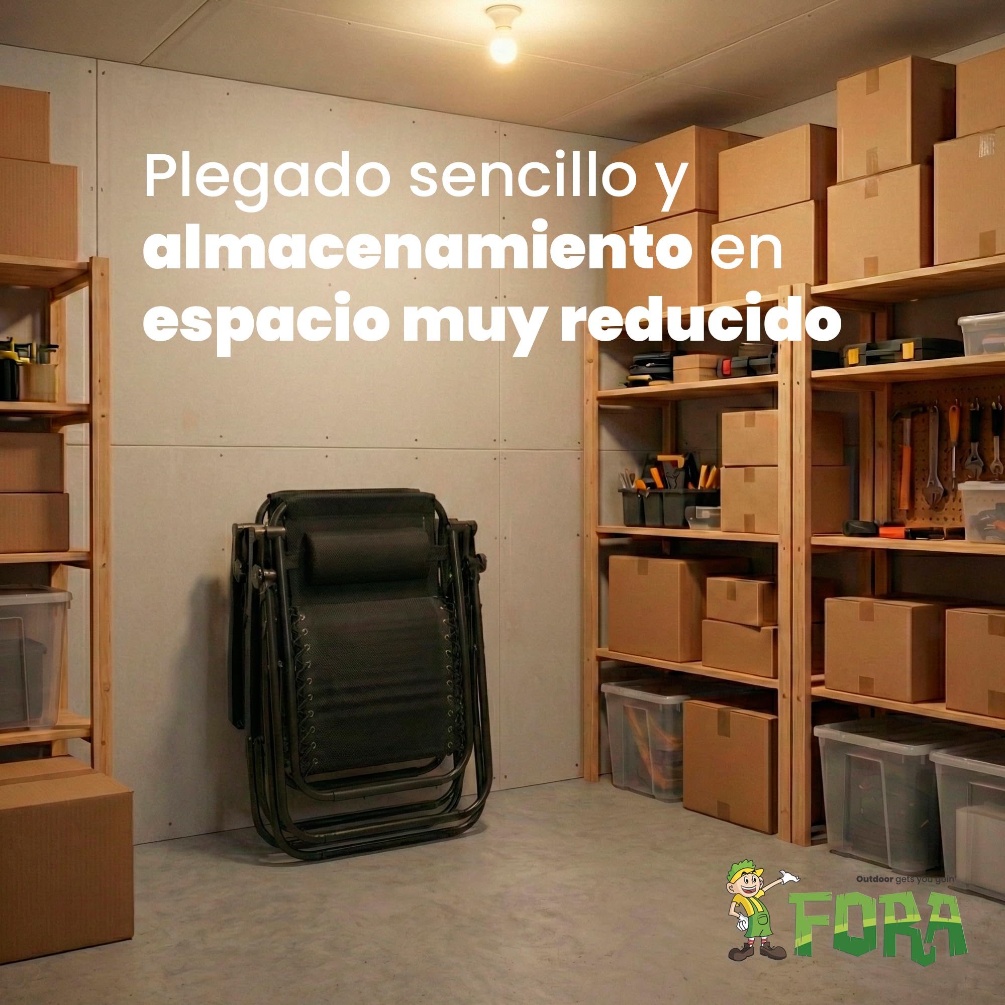 FORA Pack 2 Tumbonas Jardín Exterior Plegables – 176×67×110 Cm, Tubo 25mm y Tejido Transpirable, Color Negro, Reclinables con Bloqueo de Seguridad, Cojín Incluido, Plegado Rápido, 120Kg