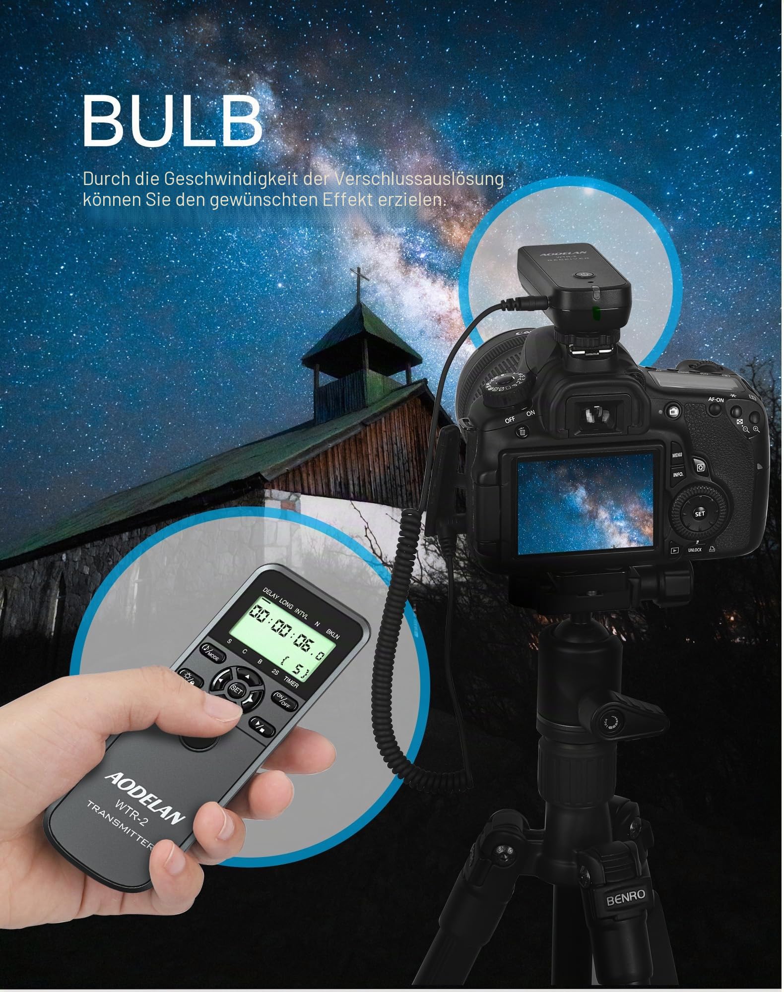 AODELAN Fernauslöser, Kamera Wireless Shutter Release für Canon | für Canon EOS R3, EOS R5, EOS R5 C, 10D, EOS 6D Mark II, 1D X Mark III, 1D X Mark II, 1D X, 1D C, 1DS Mark III, 1DS Mark II