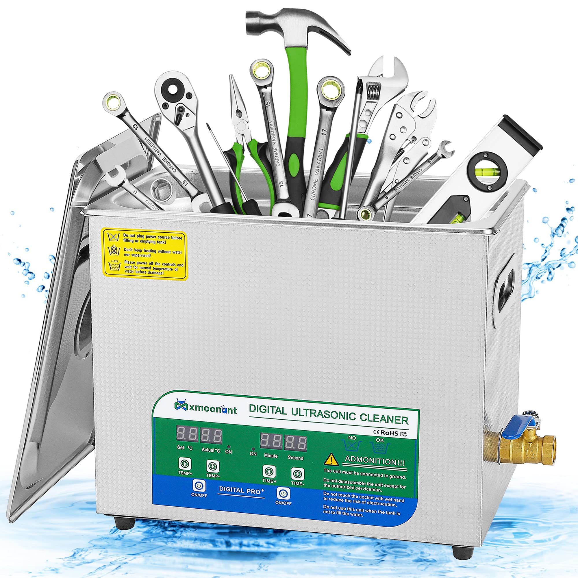 Ultrasonic Cleaner 6L/1.6Gallon Professional Sonic Cleaning Machine with 40KHz Digital Control 0-30m