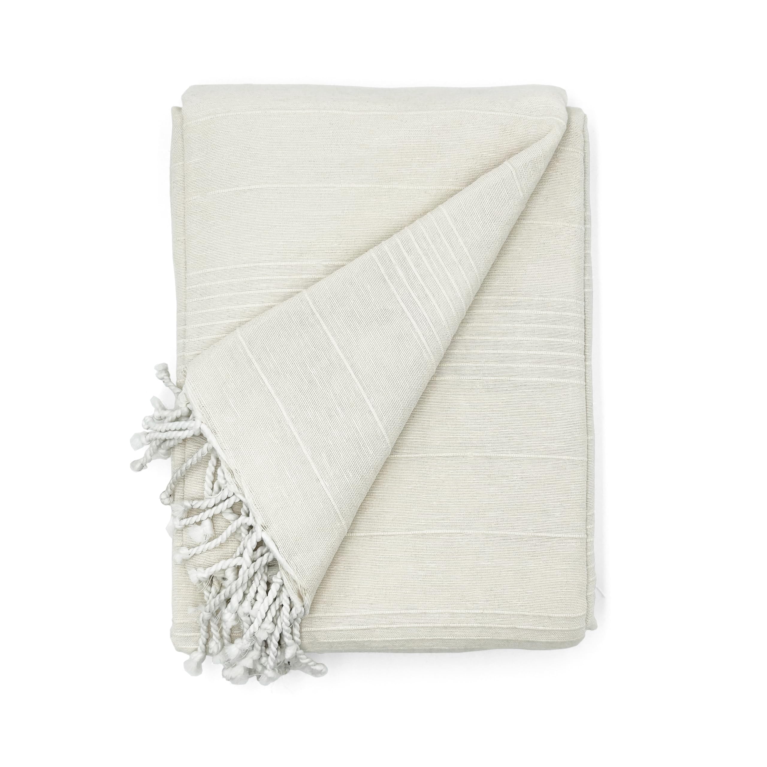 Cardenal Textil - Foulard Multiusos Peñíscola, Plaid para Cama, Manta para Cama, Cubre Sofá, Crudo, 130 x 180 cm
