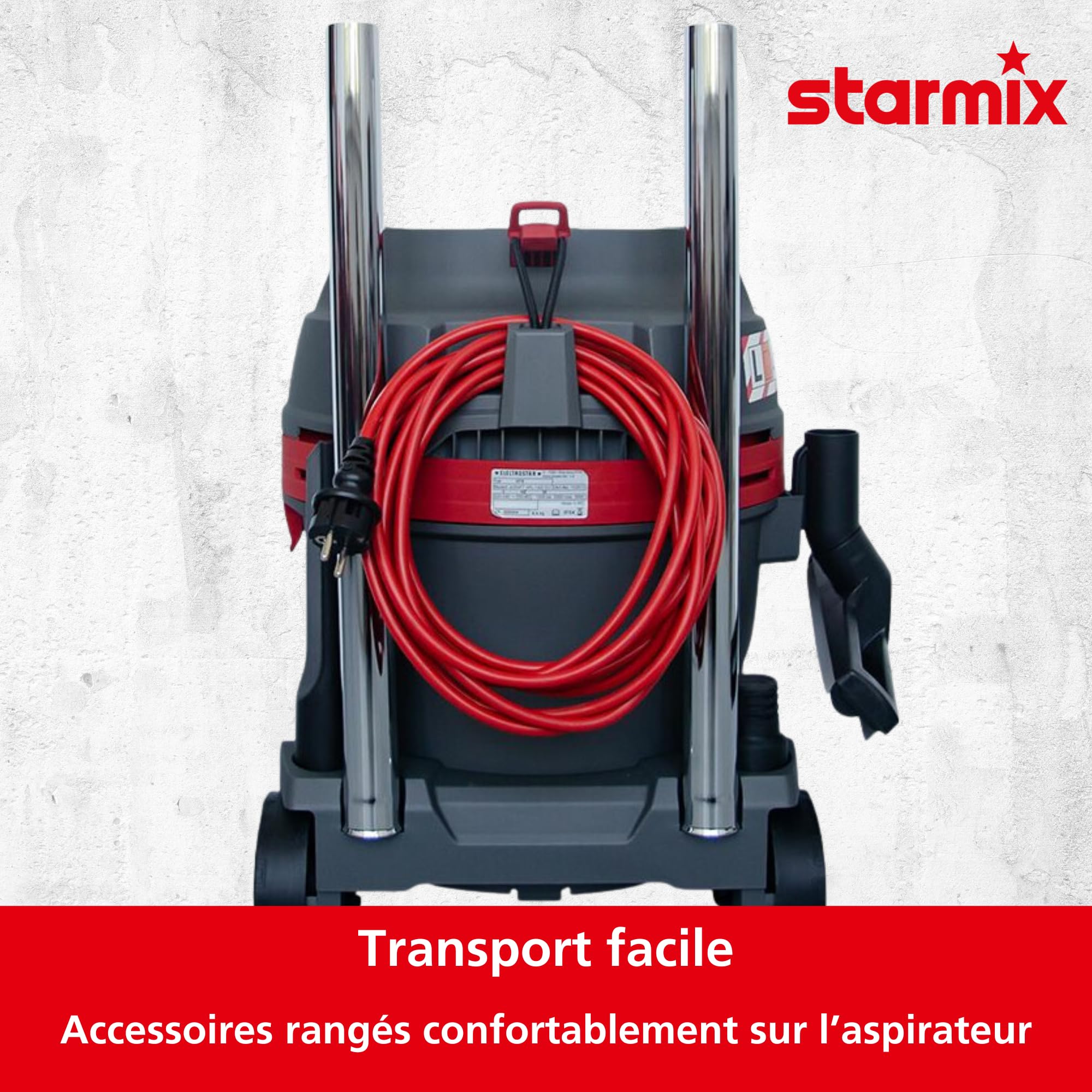 starmix eCraft PL-1422 EWR – Aspirateur Eau et poussière, Classe de poussière L, 1400 W, 22 L – avec Nettoyage du Filtre et Fonction de soufflage, Rayon d'action de 9,5 m pour Bureau, Voiture, Garage