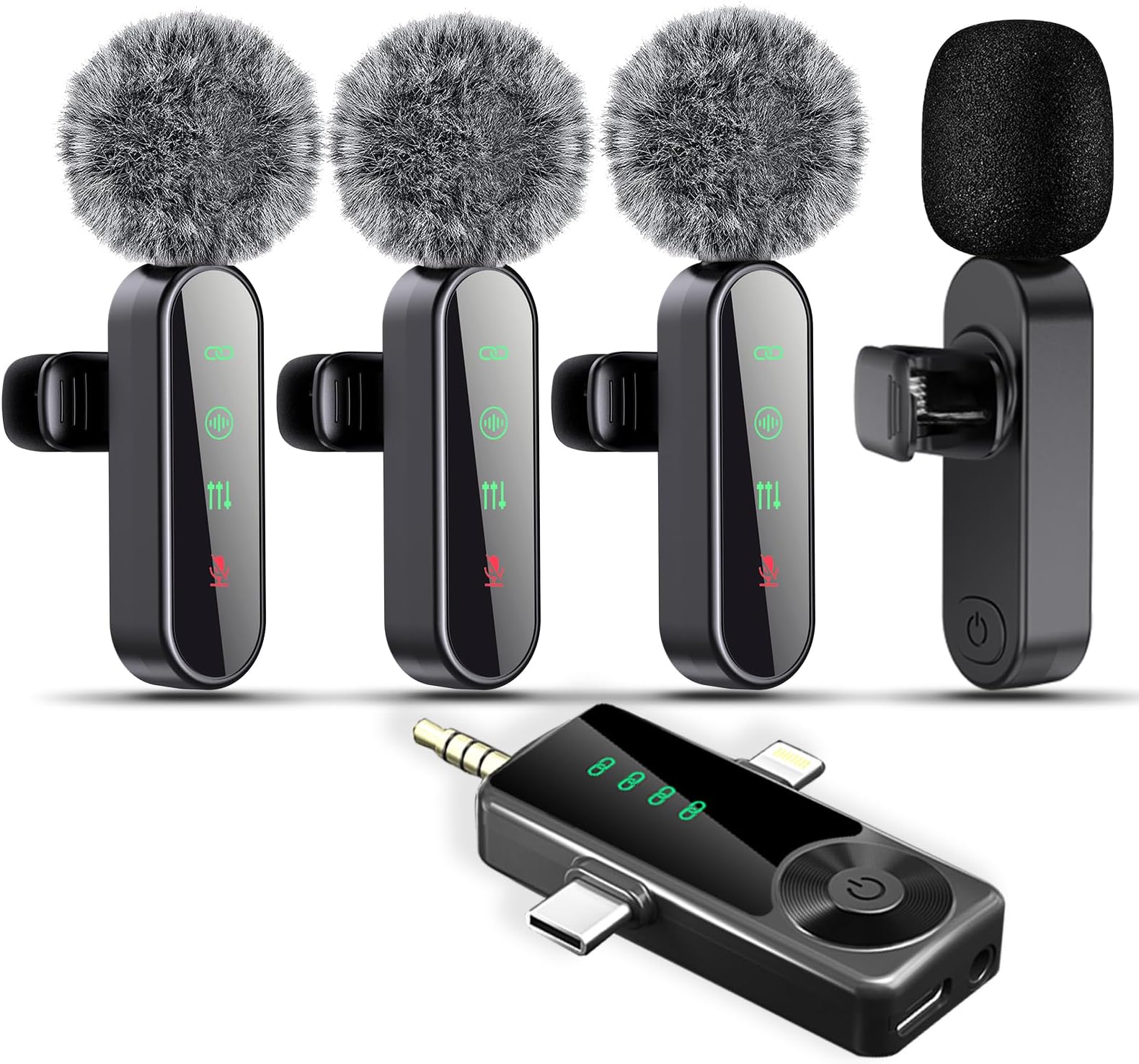 4 Packs Wireless Lavalier Microphone for iPhone/Android/Camera, Upgraded Mini Microphone with Noise Reduction, Mic for Video Recording, Podcasts, YouTube, TikTok, and Vlogging