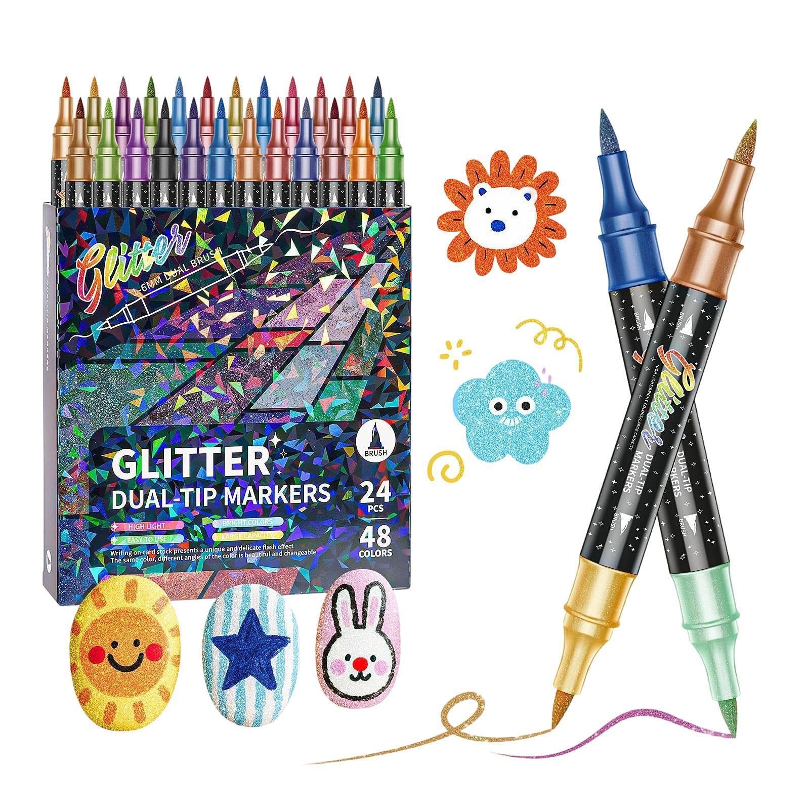 Pennarelli Glitter Inchiostro a Base d'Acqua Asciugatura Rapida | Pennarelli glitter per disegno e pittura Lavoretti fai da te, biglietti d'auguri, scrapbooking,
